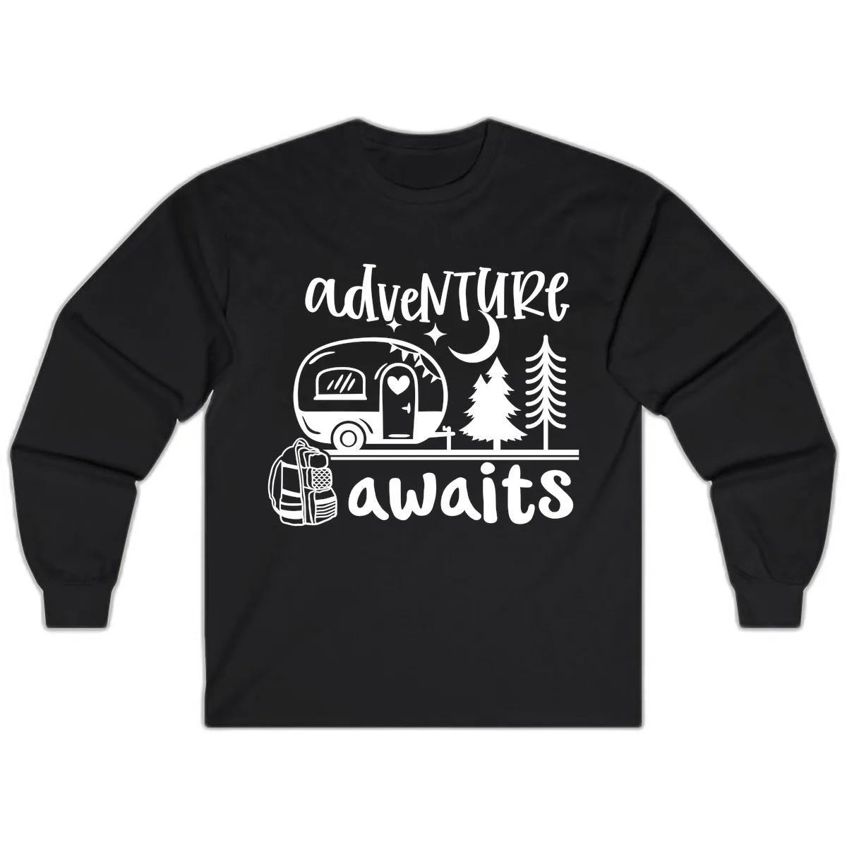 Adventure Awaits Camper Van Long Sleeve in Black