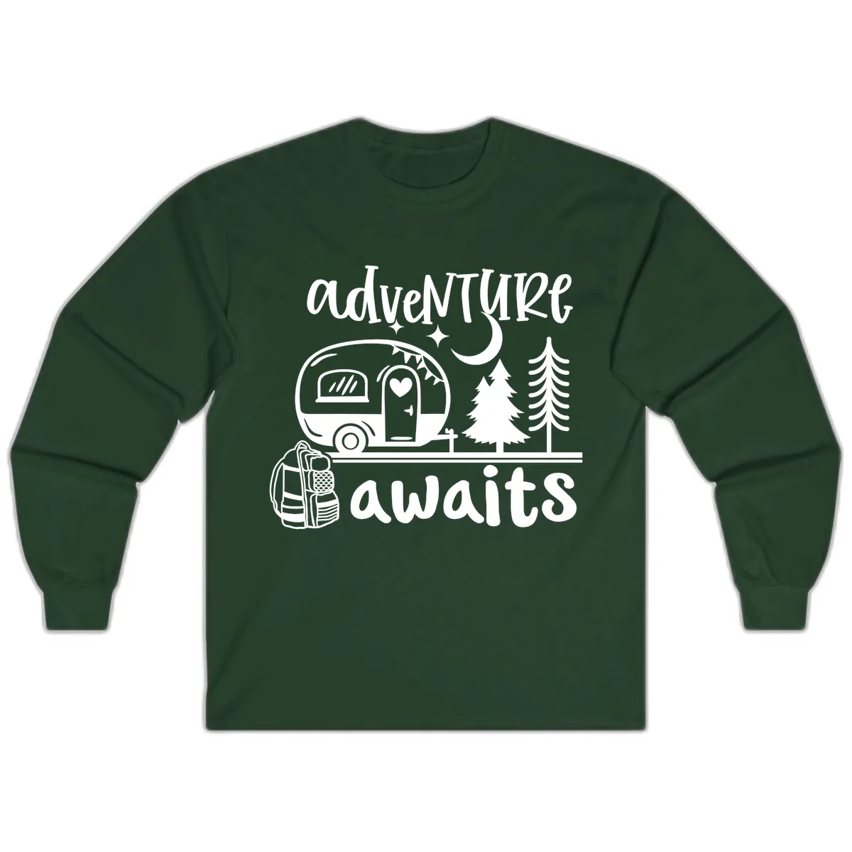 Adventure Awaits Camper Van Long Sleeve in Forest Green
