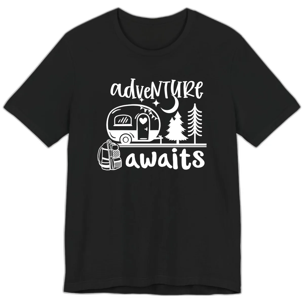 Adventure Awaits Camper Van Premium T-Shirt in Black