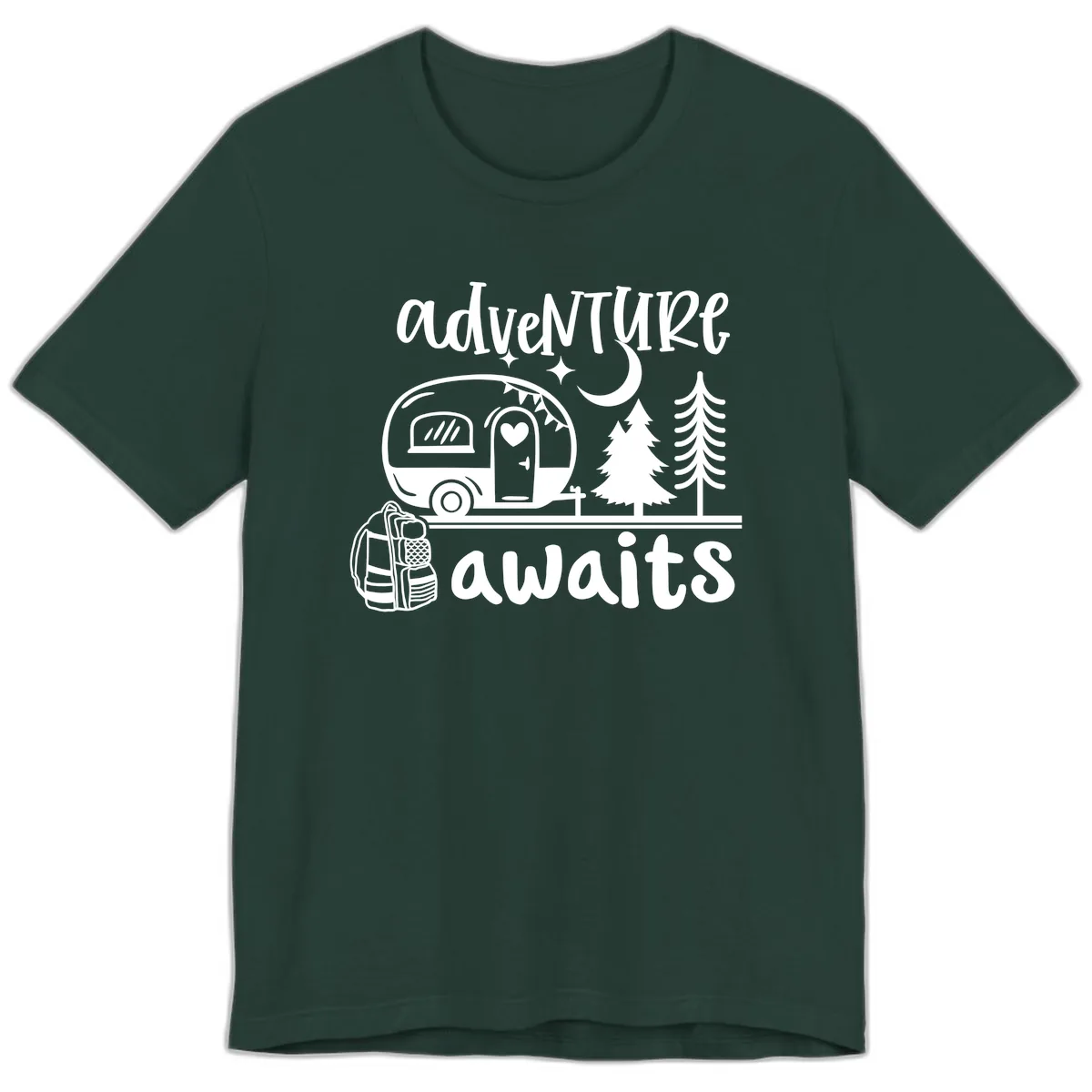 Adventure Awaits Camper Van Premium T-Shirt in Forest