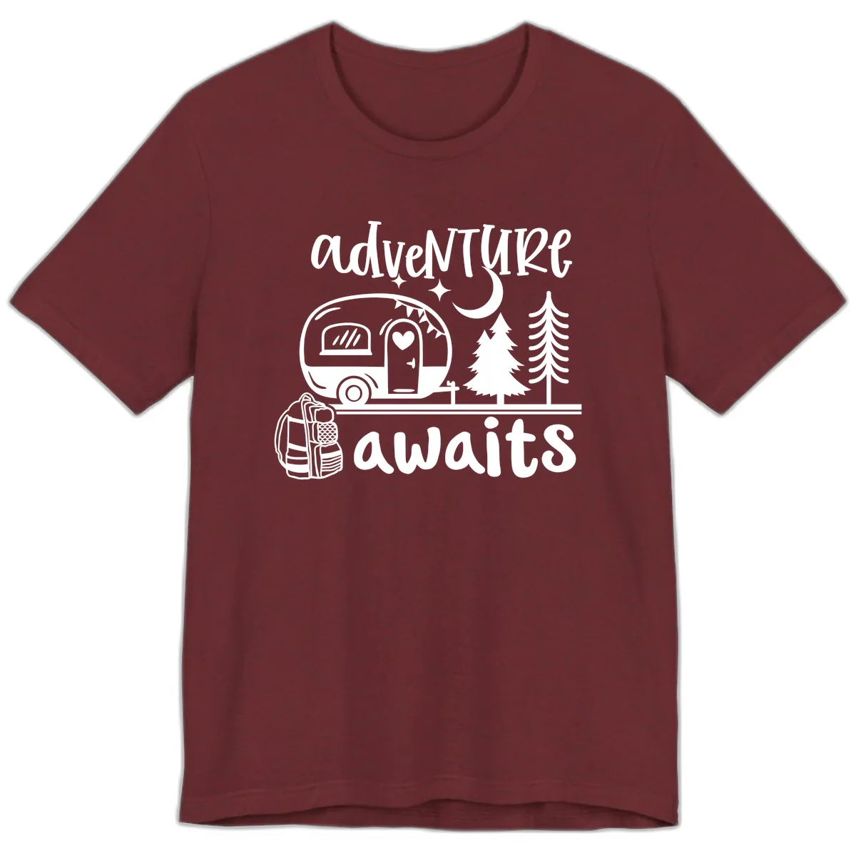 Adventure Awaits Camper Van Premium T-Shirt in Heather Cardinal