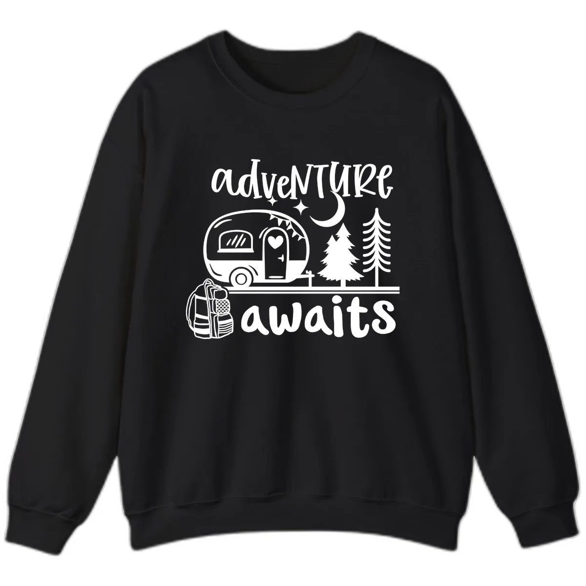 Adventure Awaits Camper Van Sweatshirt in Black