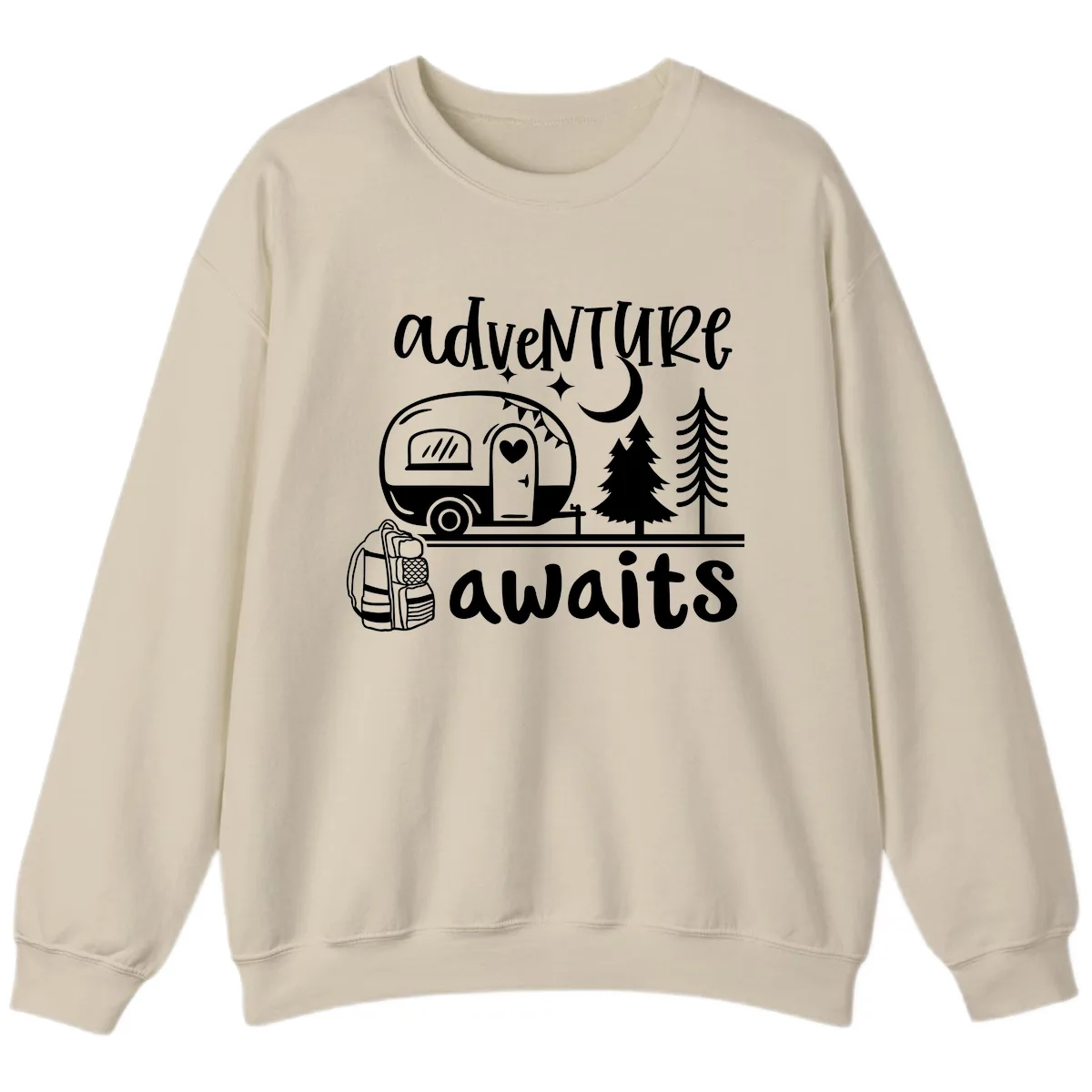 Adventure Awaits Camper Van Sweatshirt in Sand