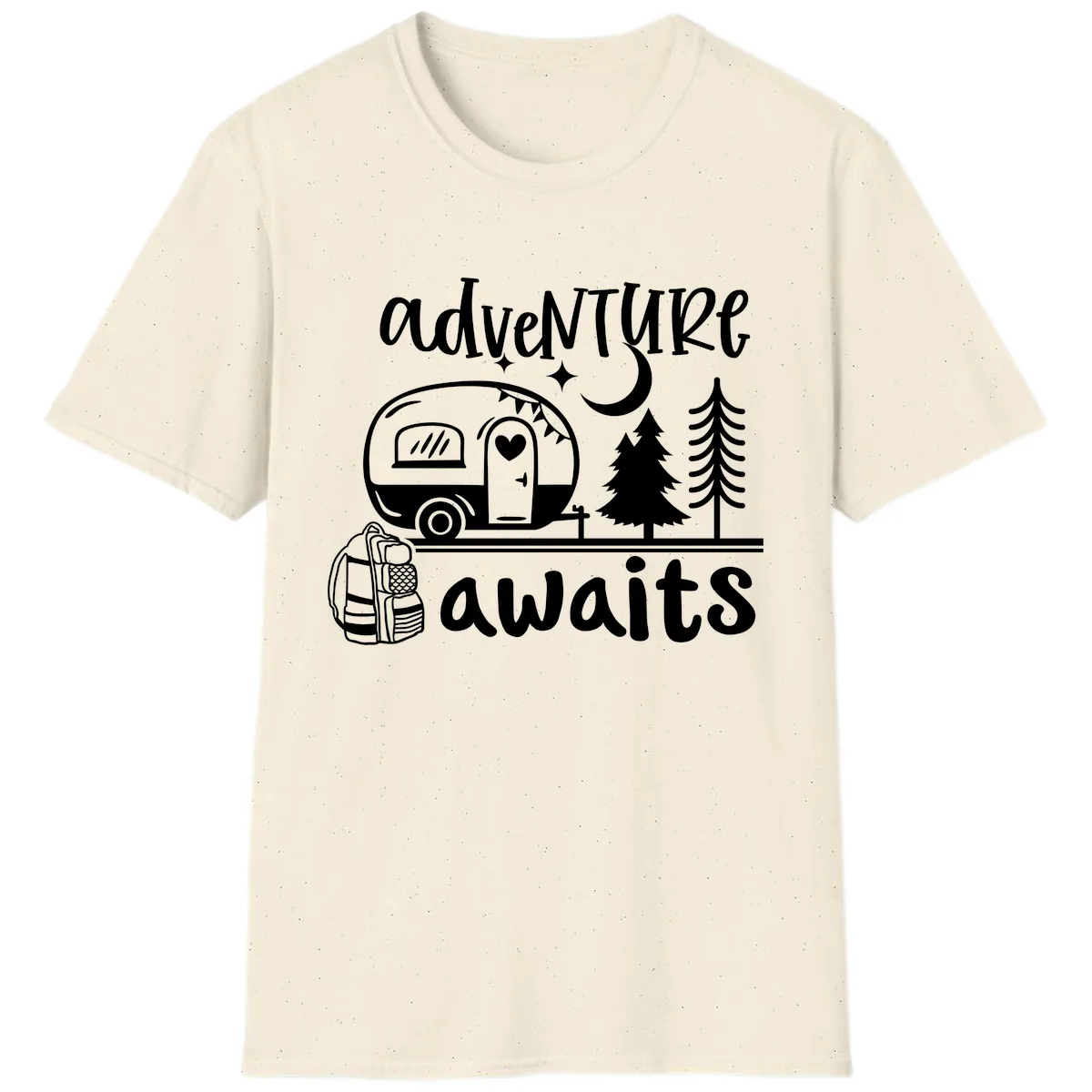 Adventure Awaits Camper Van T-Shirt in Natural