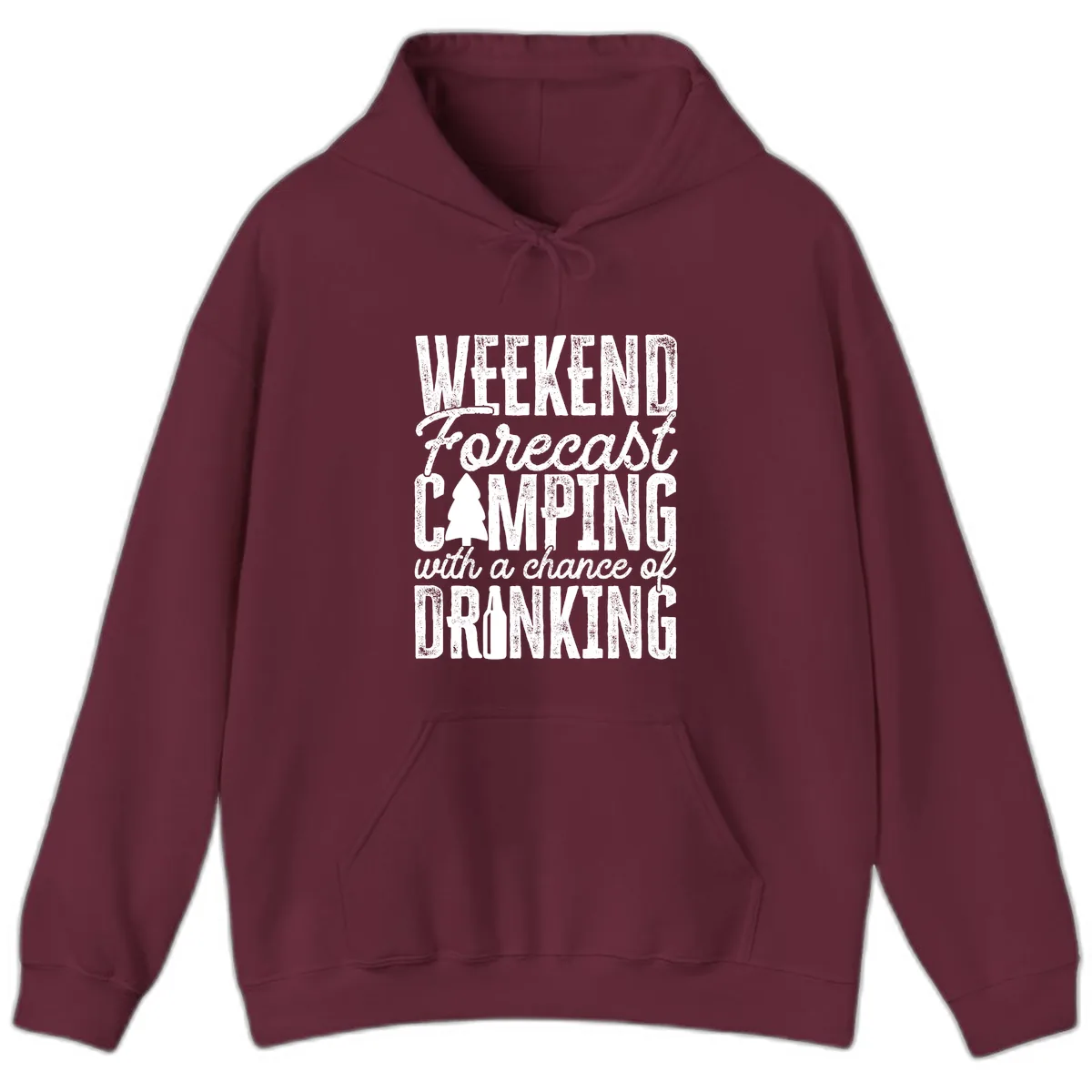 Weekend Camping With a Chance of Drinking Hoodie in Maroon