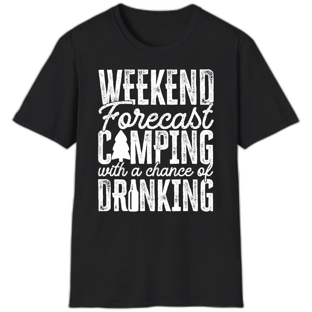 Weekend Camping With a Chance of Drinking T-Shirt in Black