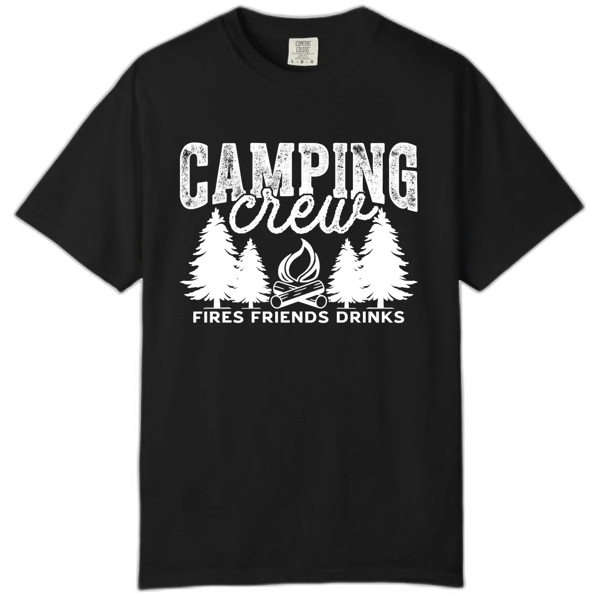 Camping Vibes Fires Friends Drinks Comfort Color in Black