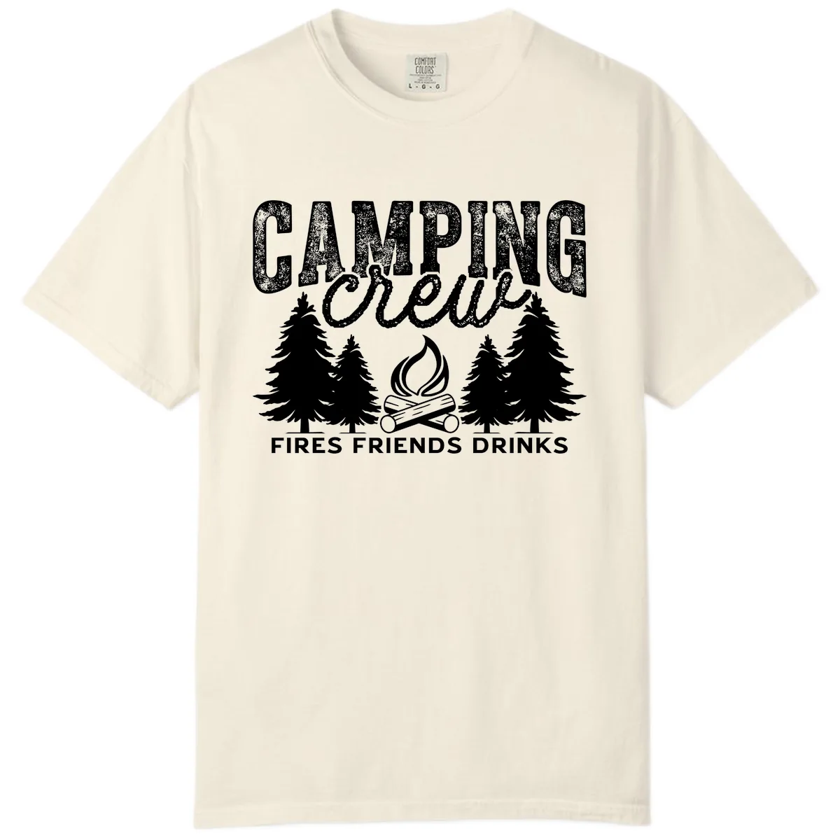 Camping Vibes Fires Friends Drinks Comfort Color in Ivory