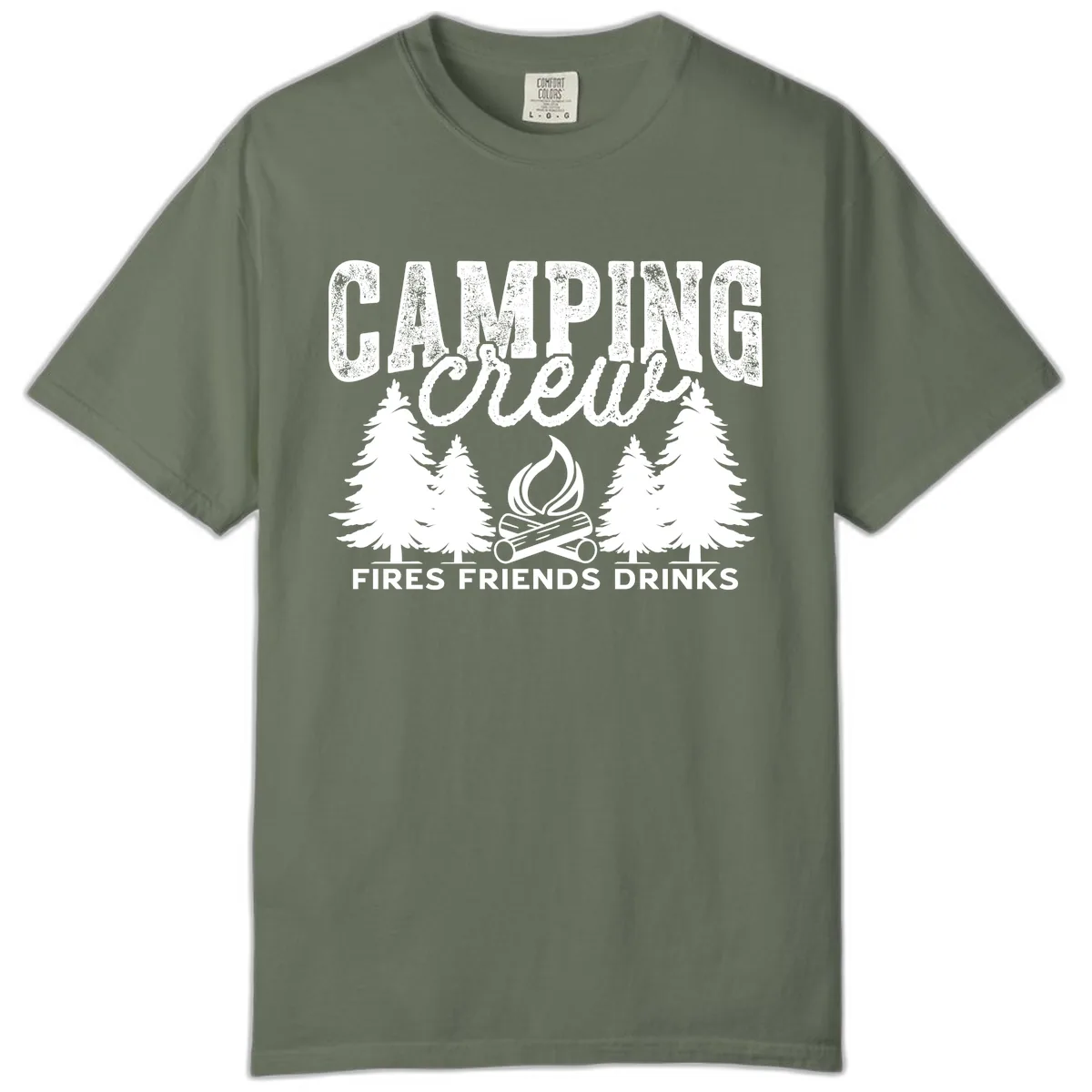 Camping Vibes Fires Friends Drinks Comfort Color in Moss