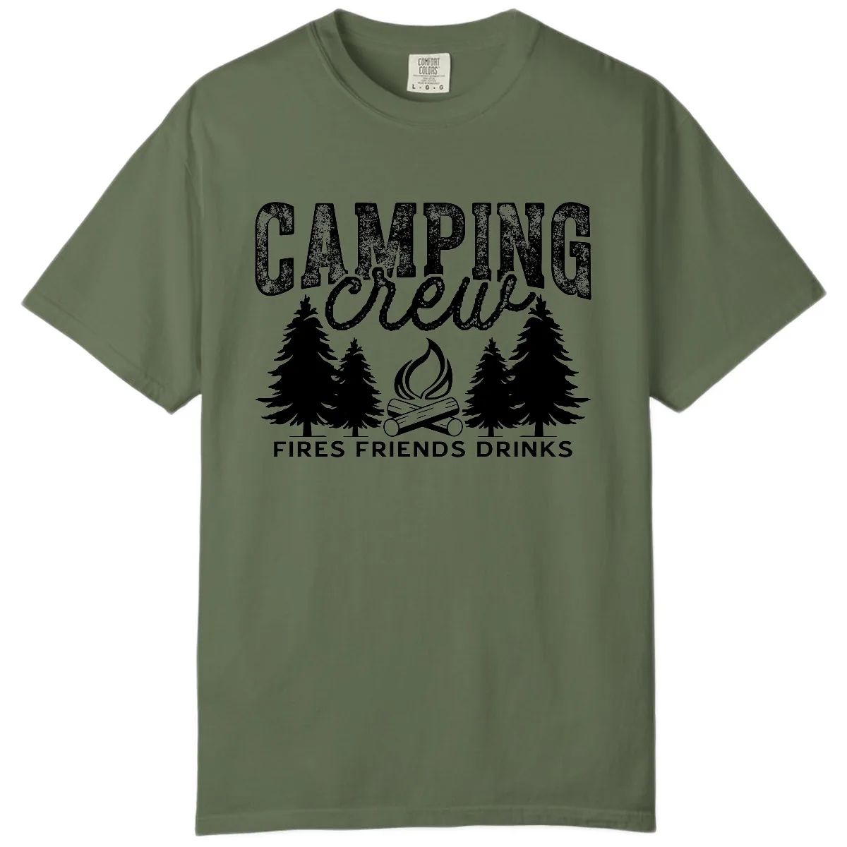 Camping Vibes Fires Friends Drinks Comfort Color in Sage
