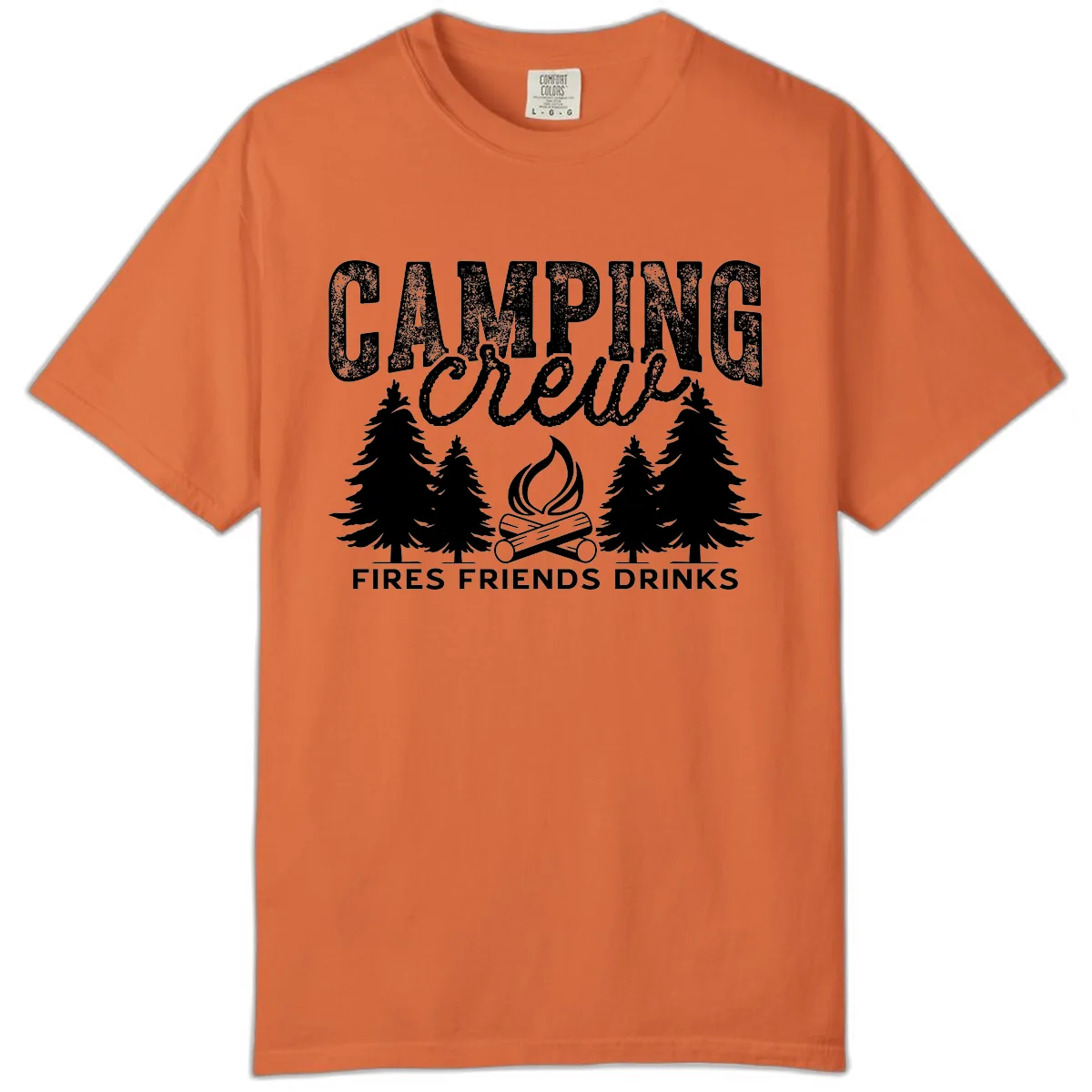 Camping Vibes Fires Friends Drinks Comfort Color in Burnt Orange
