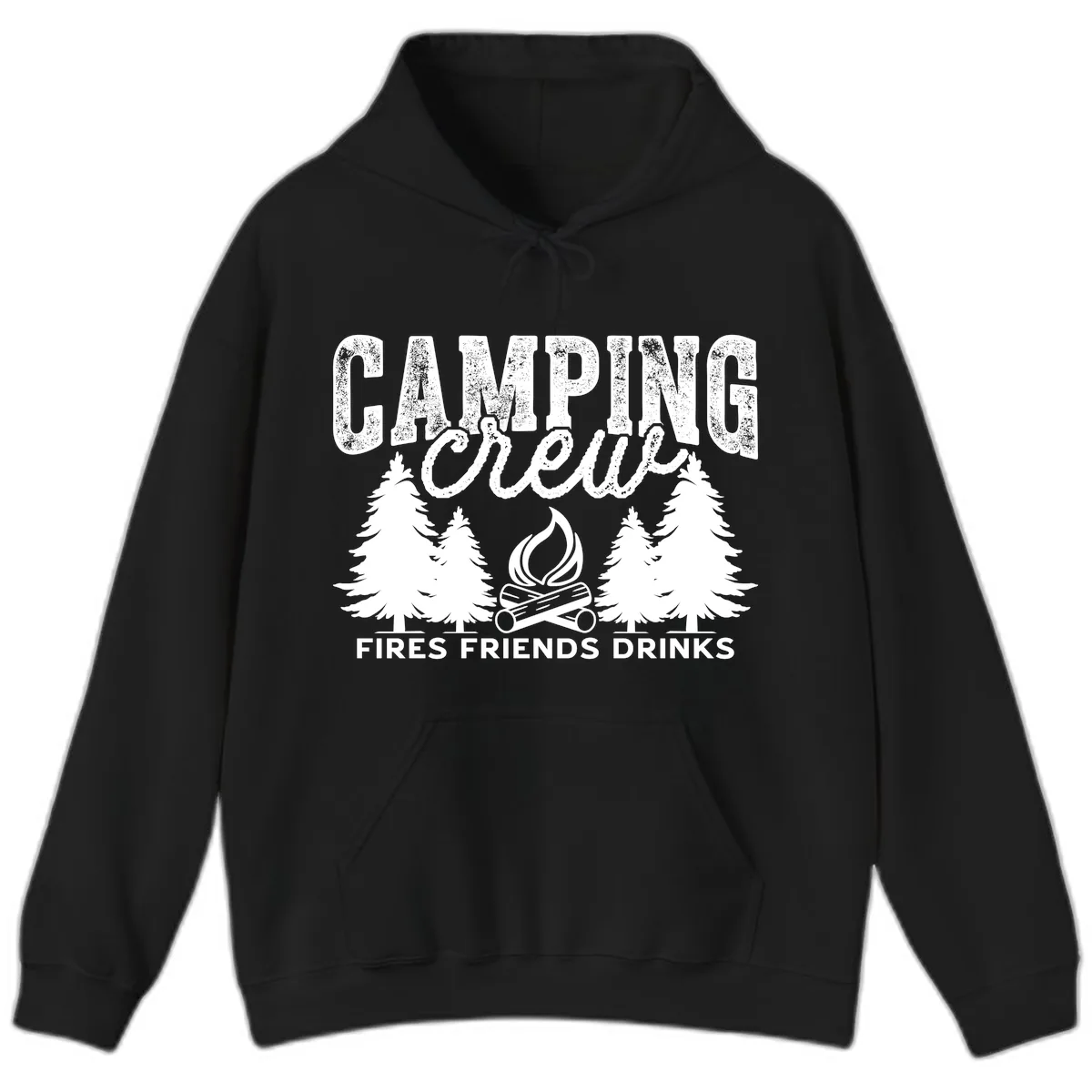 Camping Vibes Fires Friends Drinks Hoodie in Black