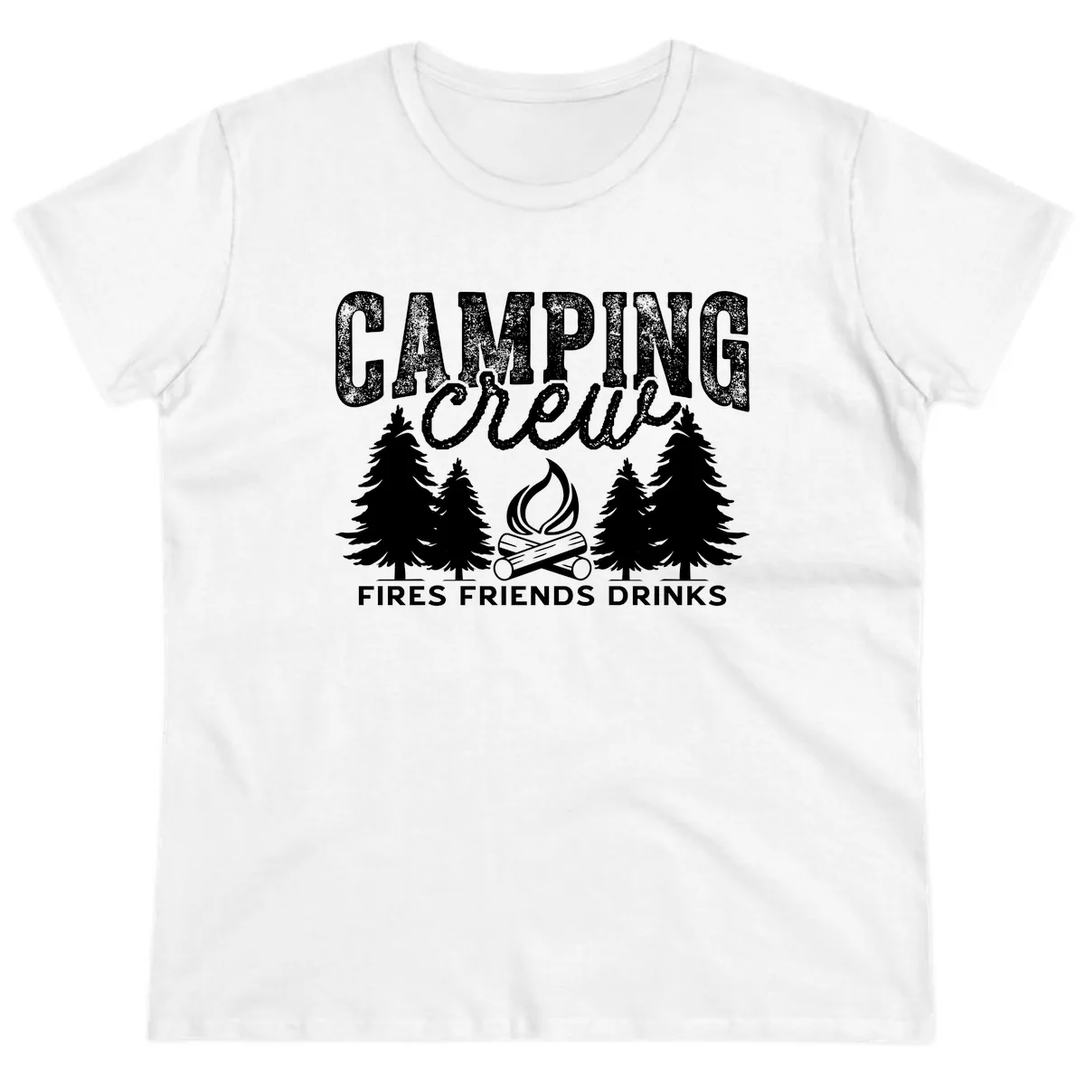 Camping Vibes Fires Friends Drinks Ladies Tee in White