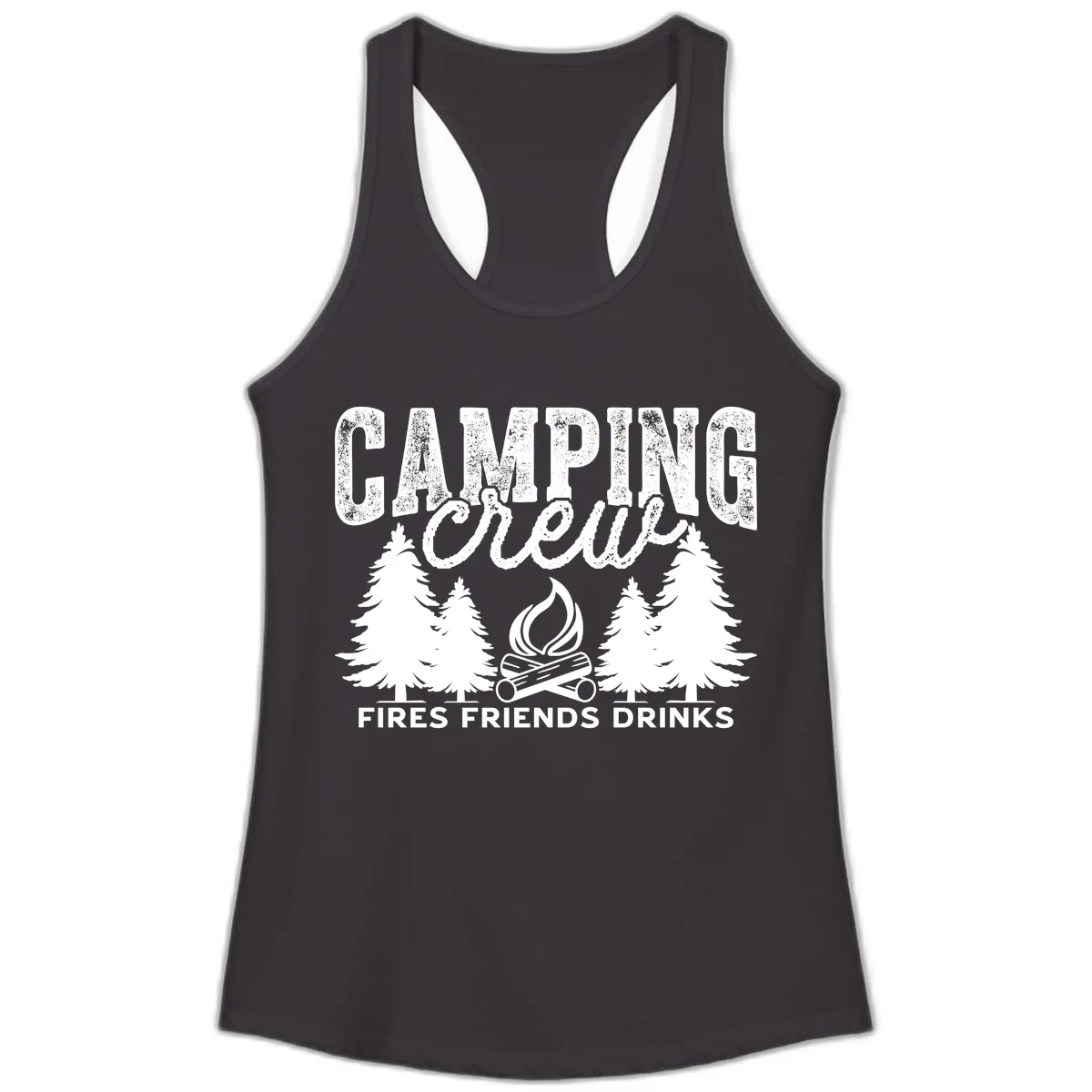 Camping Vibes Fires Friends Drinks Ladies Tank in Black