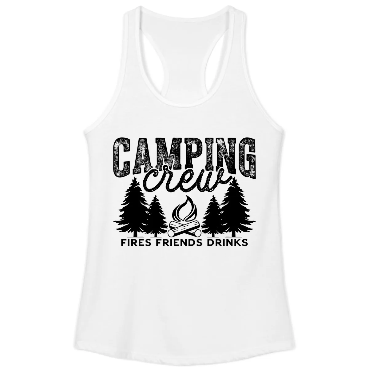 Camping Vibes Fires Friends Drinks Ladies Tank in White
