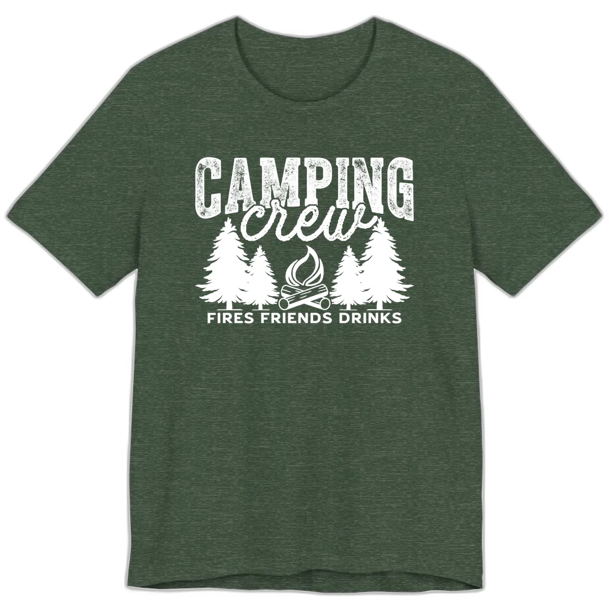 Camping Vibes Fires Friends Drinks Premium T-Shirt in Heather Forest