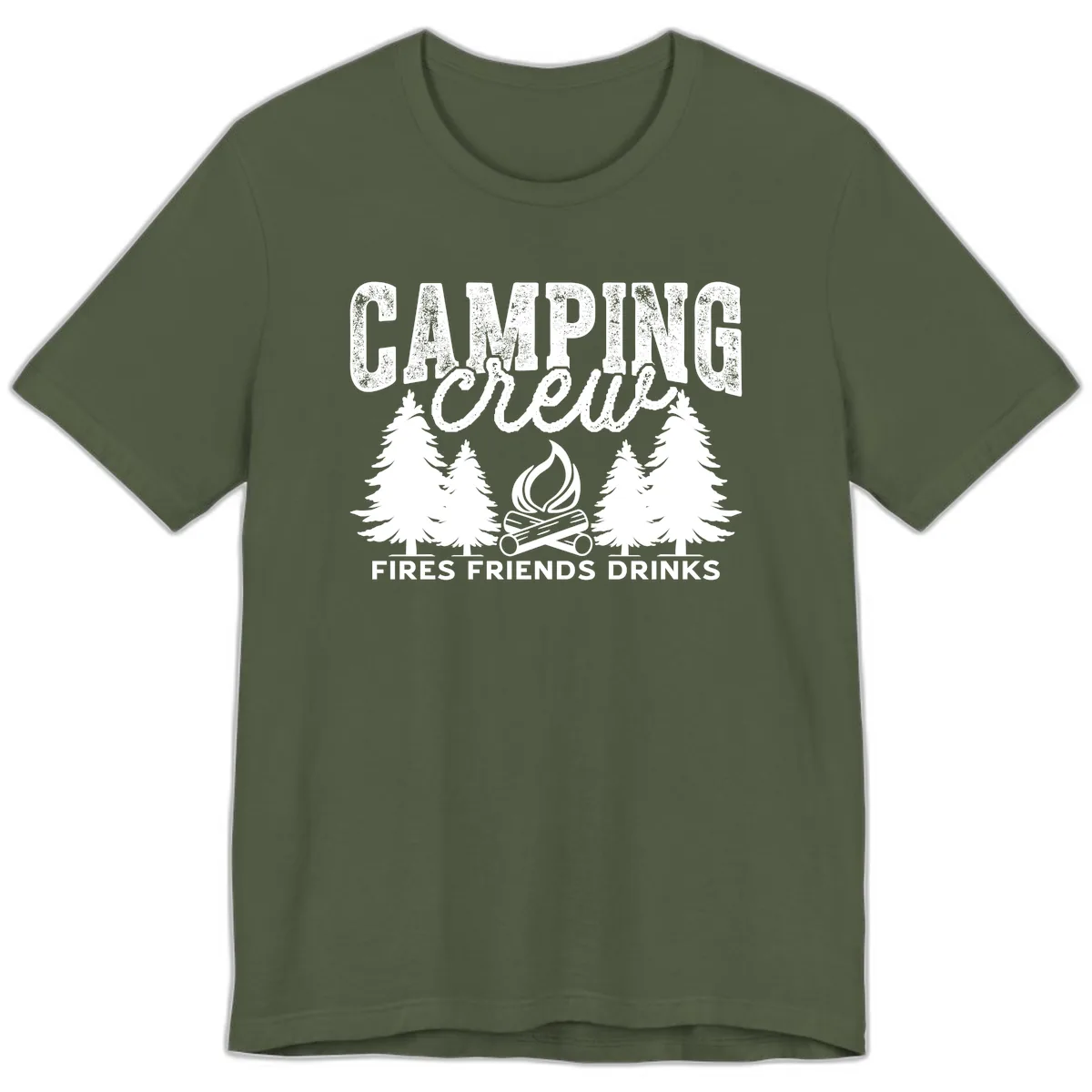 Camping Vibes Fires Friends Drinks Premium T-Shirt in Military Green