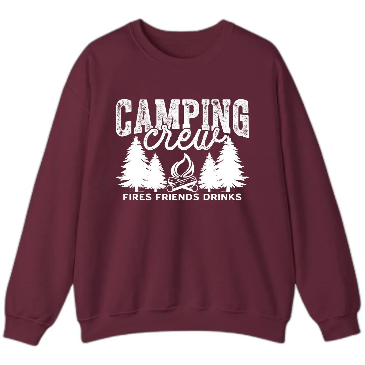 Camping Vibes Fires Friends Drinks Sweatshirt in Maroon