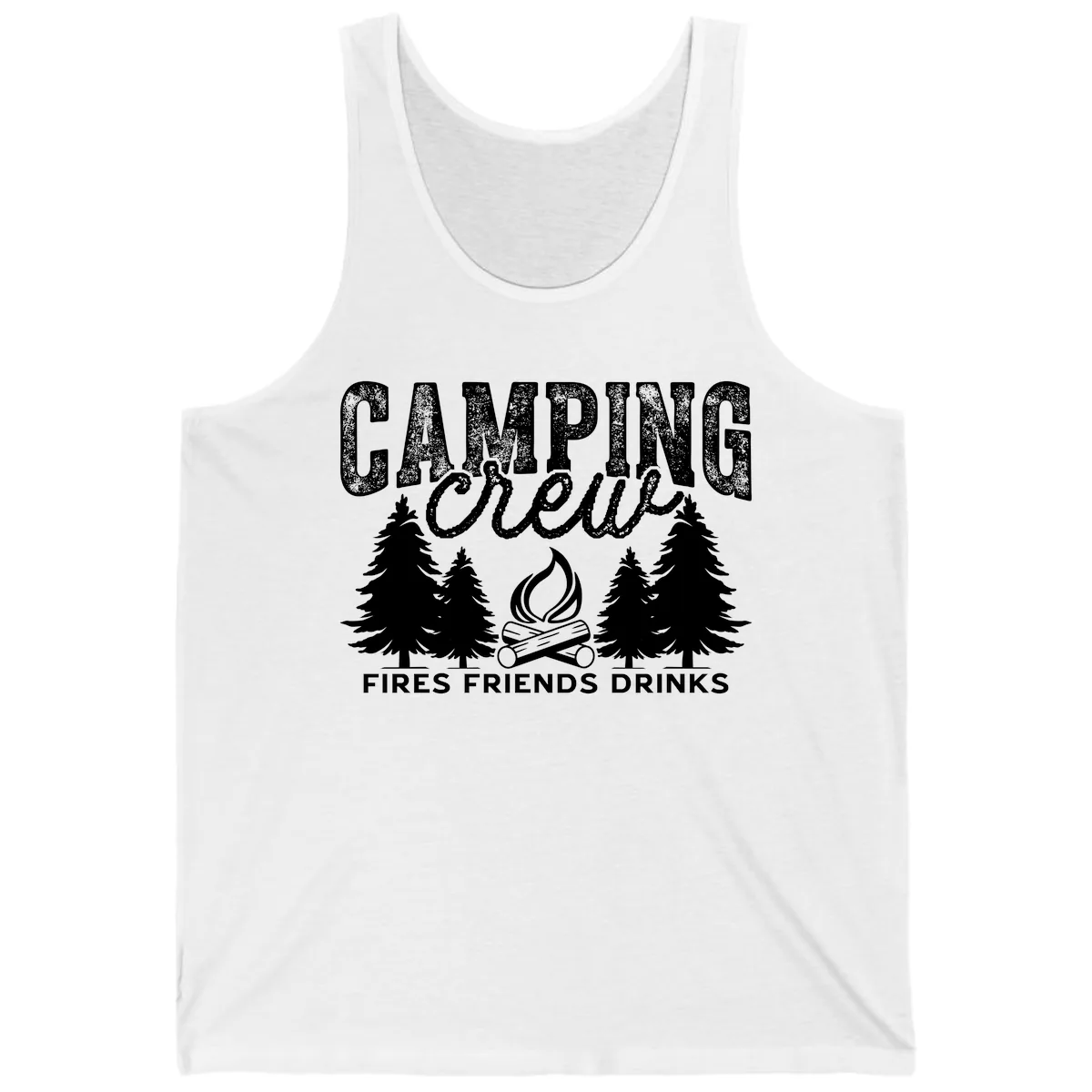 Camping Vibes Fires Friends Drinks Tank in White