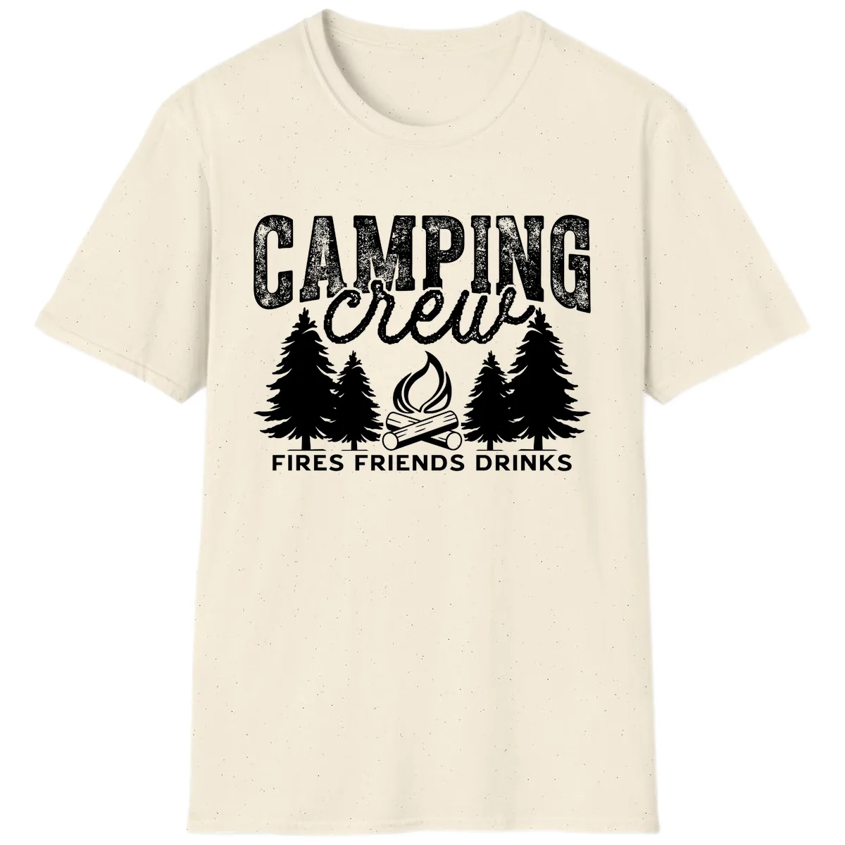Camping Vibes Fires Friends Drinks T-Shirt in Natural