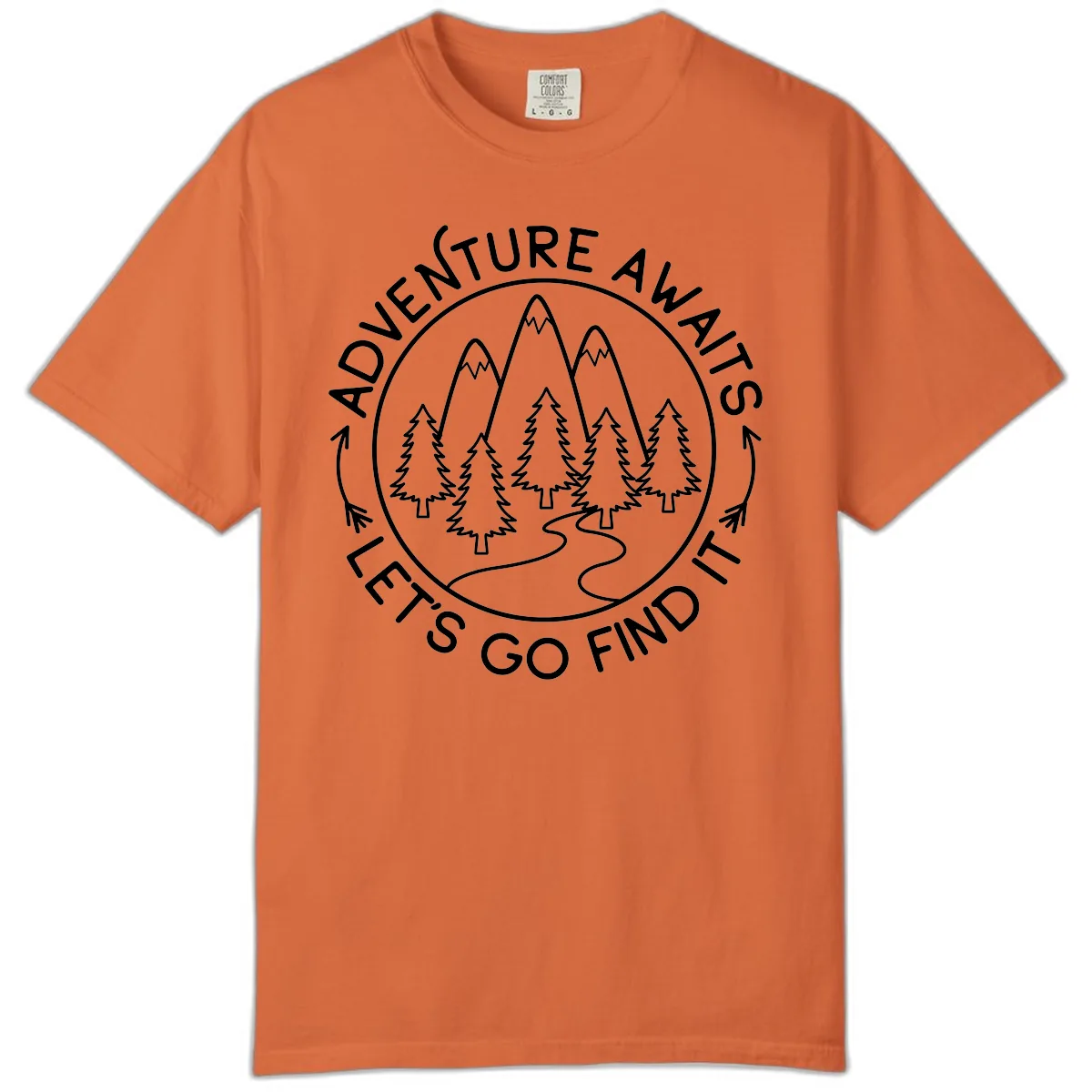 Adventure Awaits Let's Go Find It Comfort Color in Burnt Orange