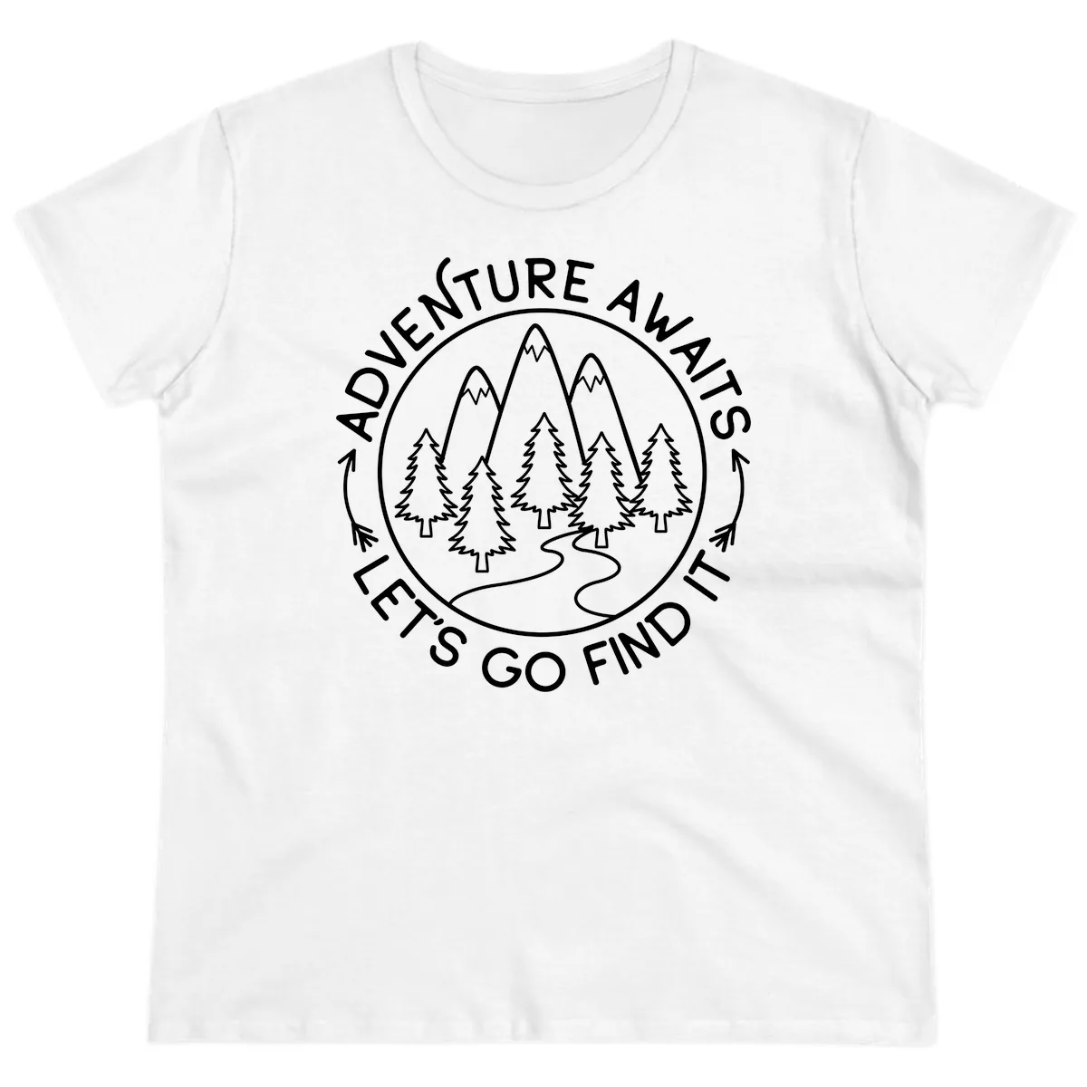 Adventure Awaits Let's Go Find It Ladies Tee in White