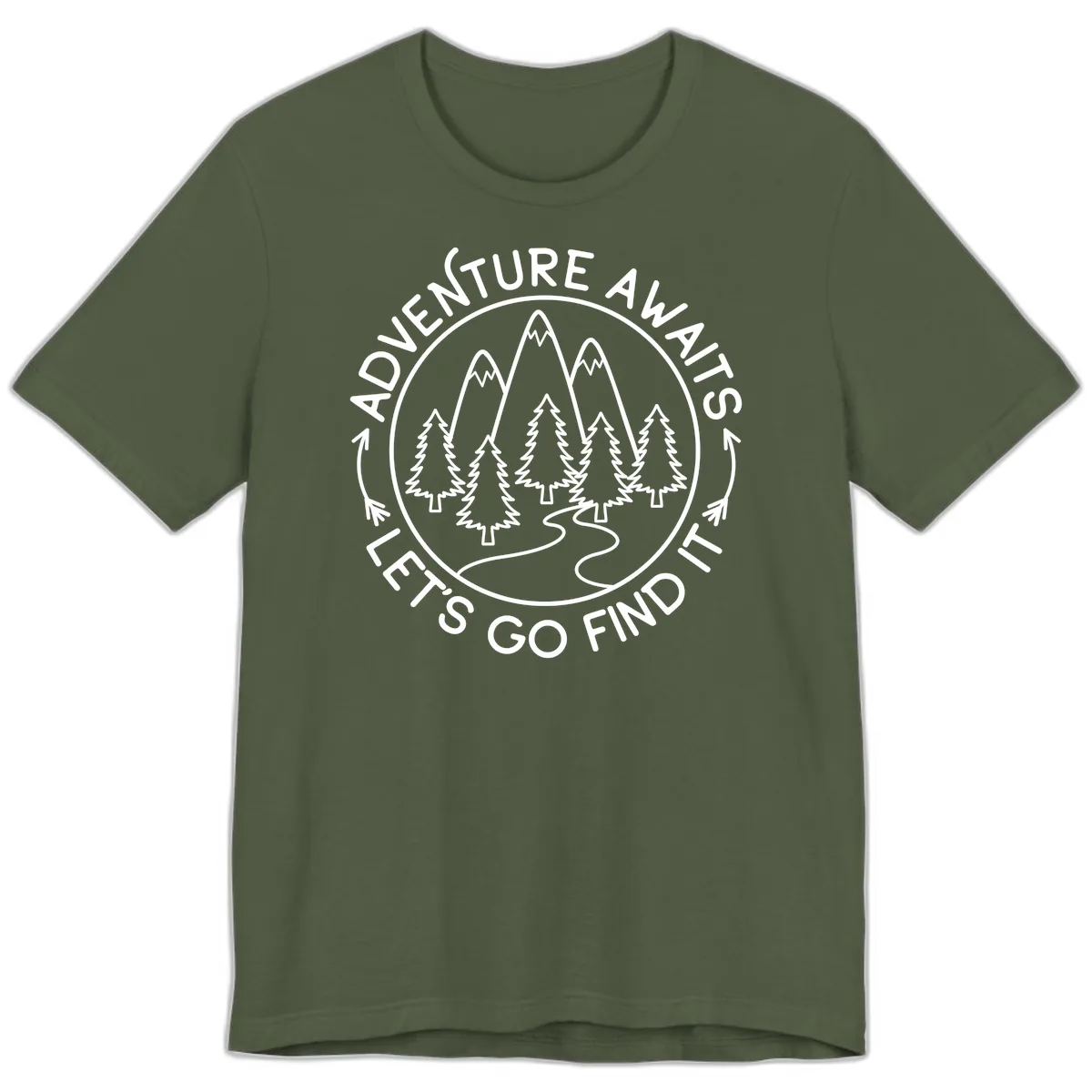 Adventure Awaits Let's Go Find It Premium T-Shirt in Military Green