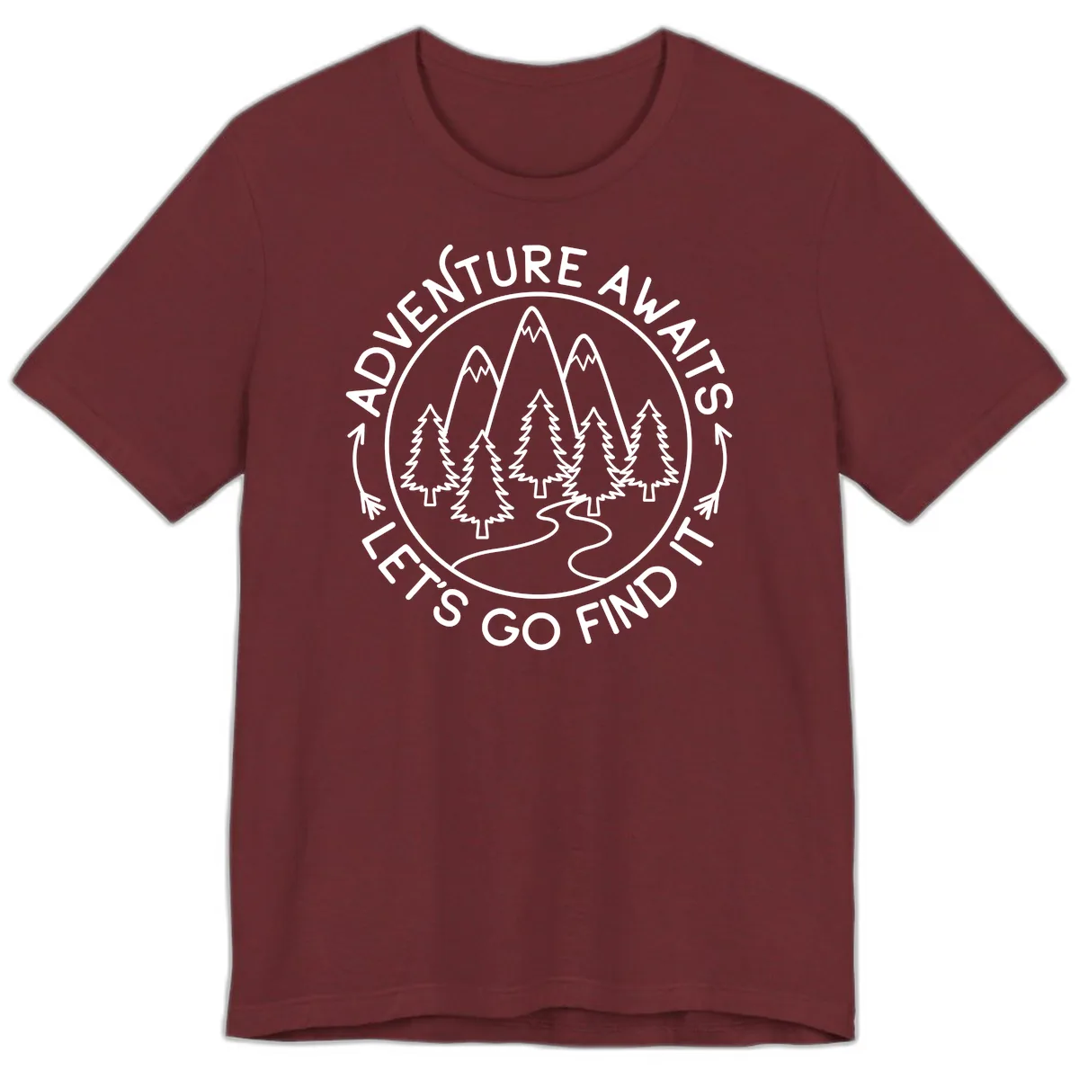Adventure Awaits Let's Go Find It Premium T-Shirt in Heather Cardinal