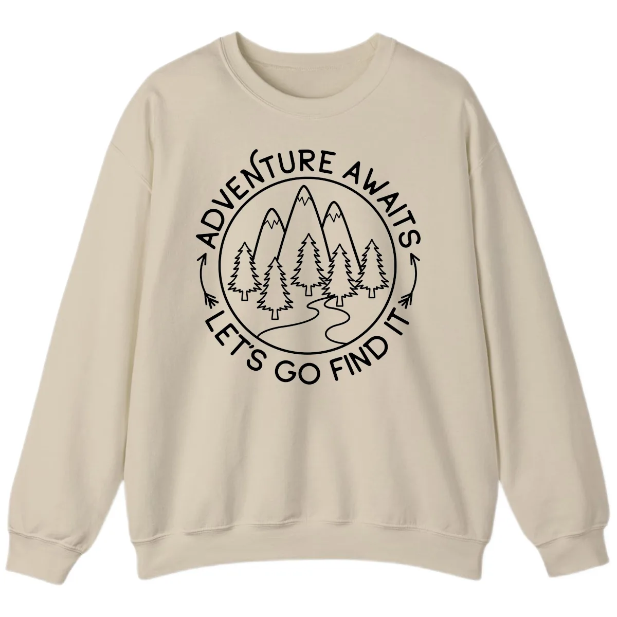 Adventure Awaits Let's Go Find It Sweatshirt in Sand
