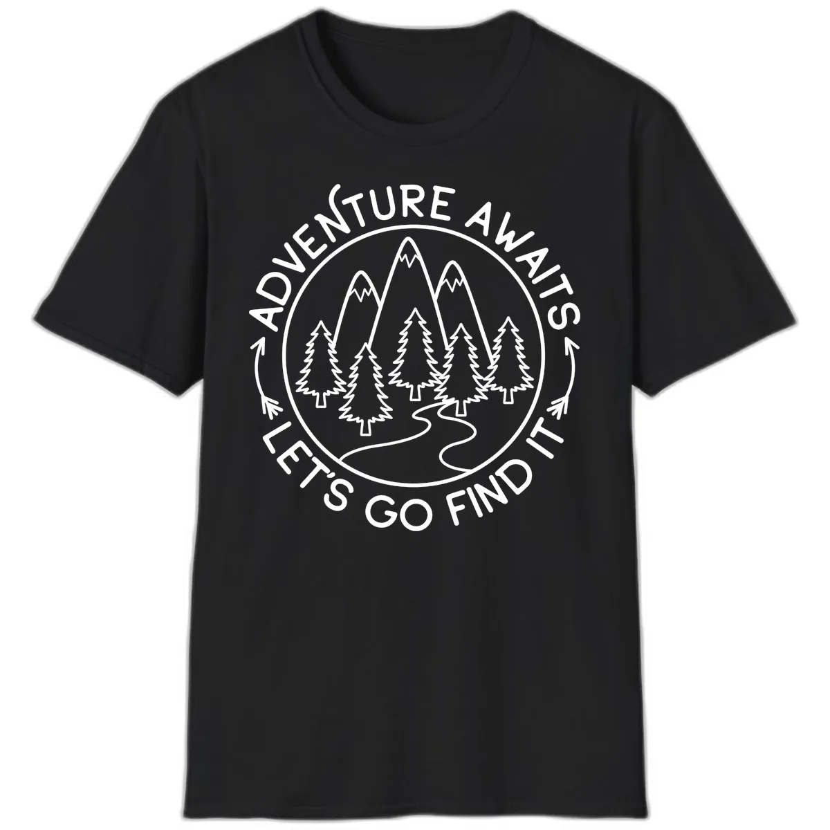 Adventure Awaits Let's Go Find It T-Shirt in Black
