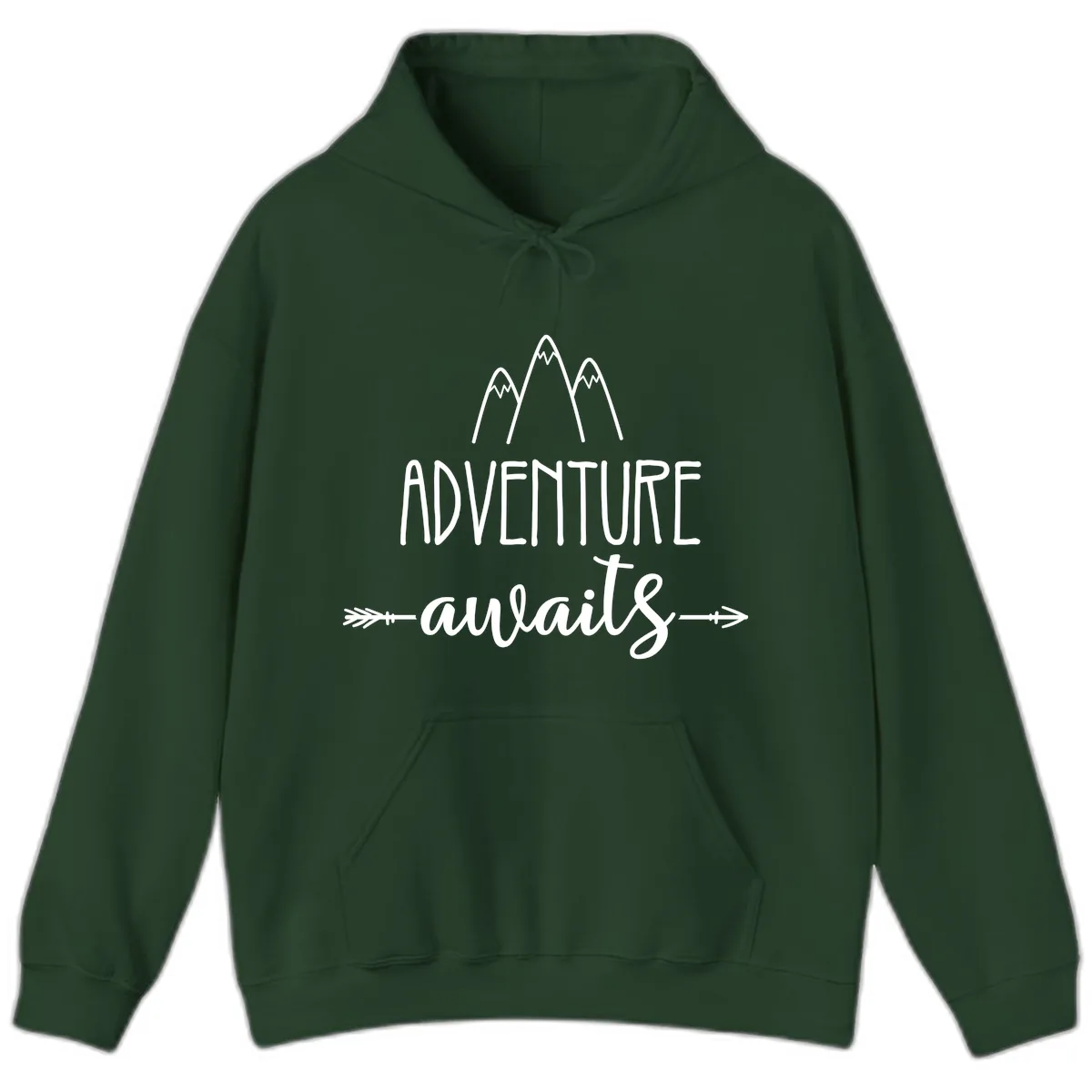 Adventure Awaits Mountains Hoodie in Forest Green