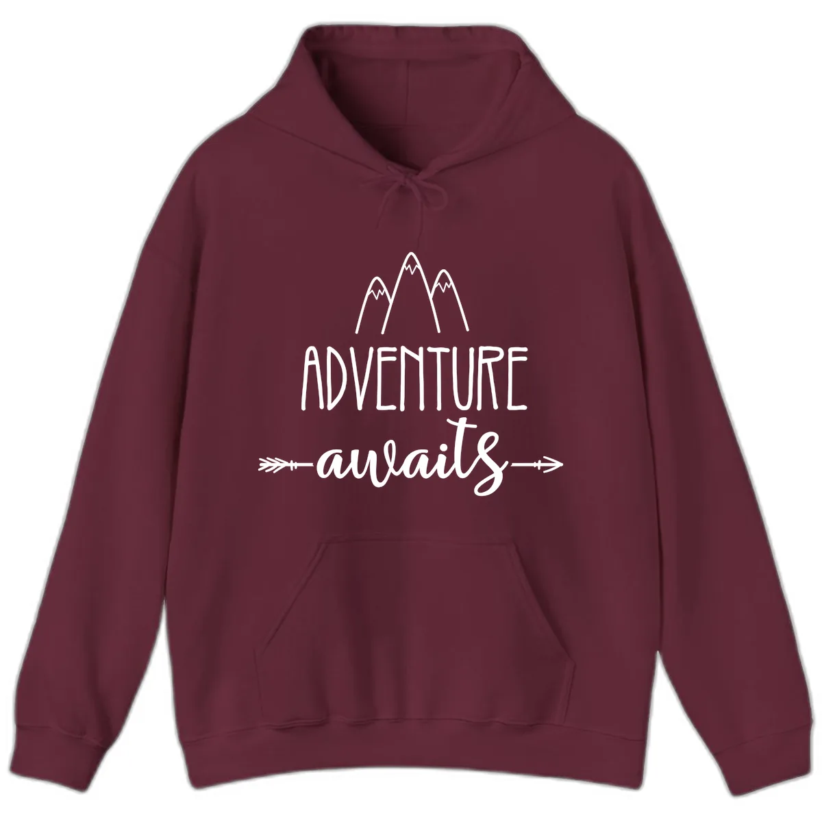Adventure Awaits Mountains Hoodie in Maroon