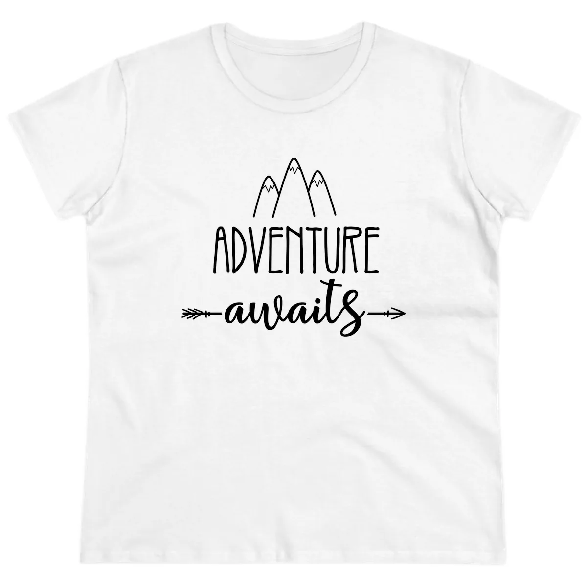 Adventure Awaits Mountains Ladies Tee in White