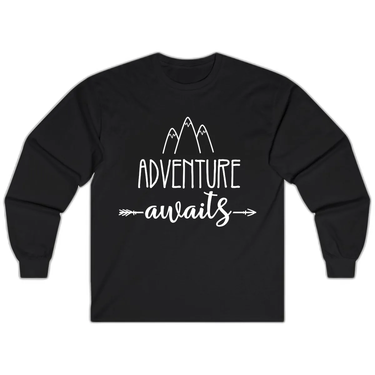 Adventure Awaits Mountains Long Sleeve in Black