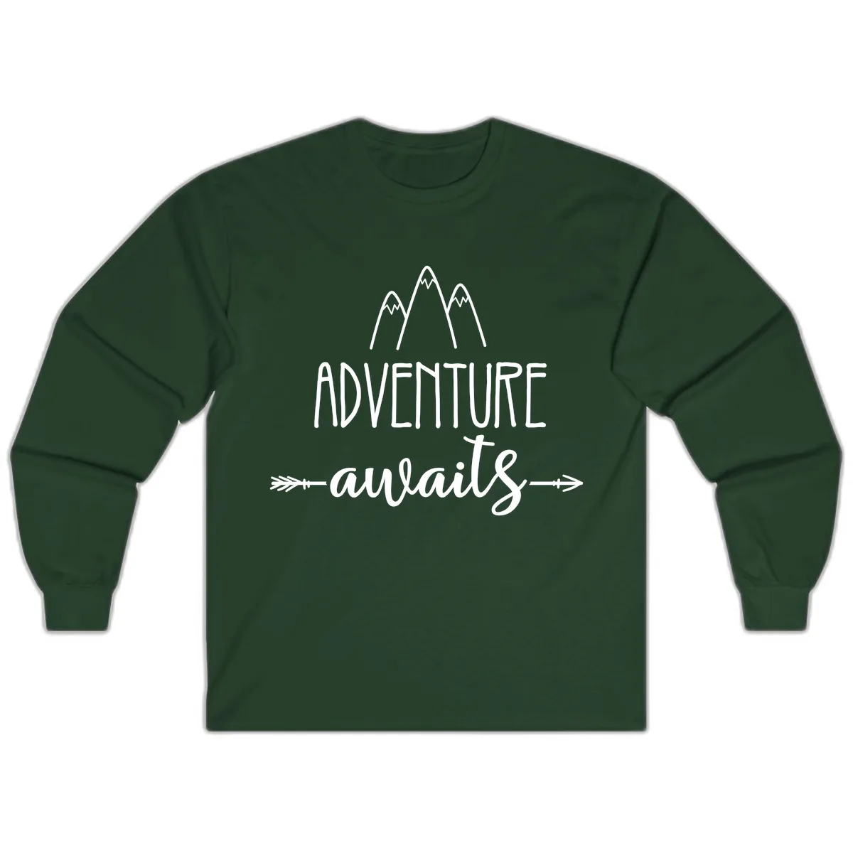 Adventure Awaits Mountains Long Sleeve in Forest Green