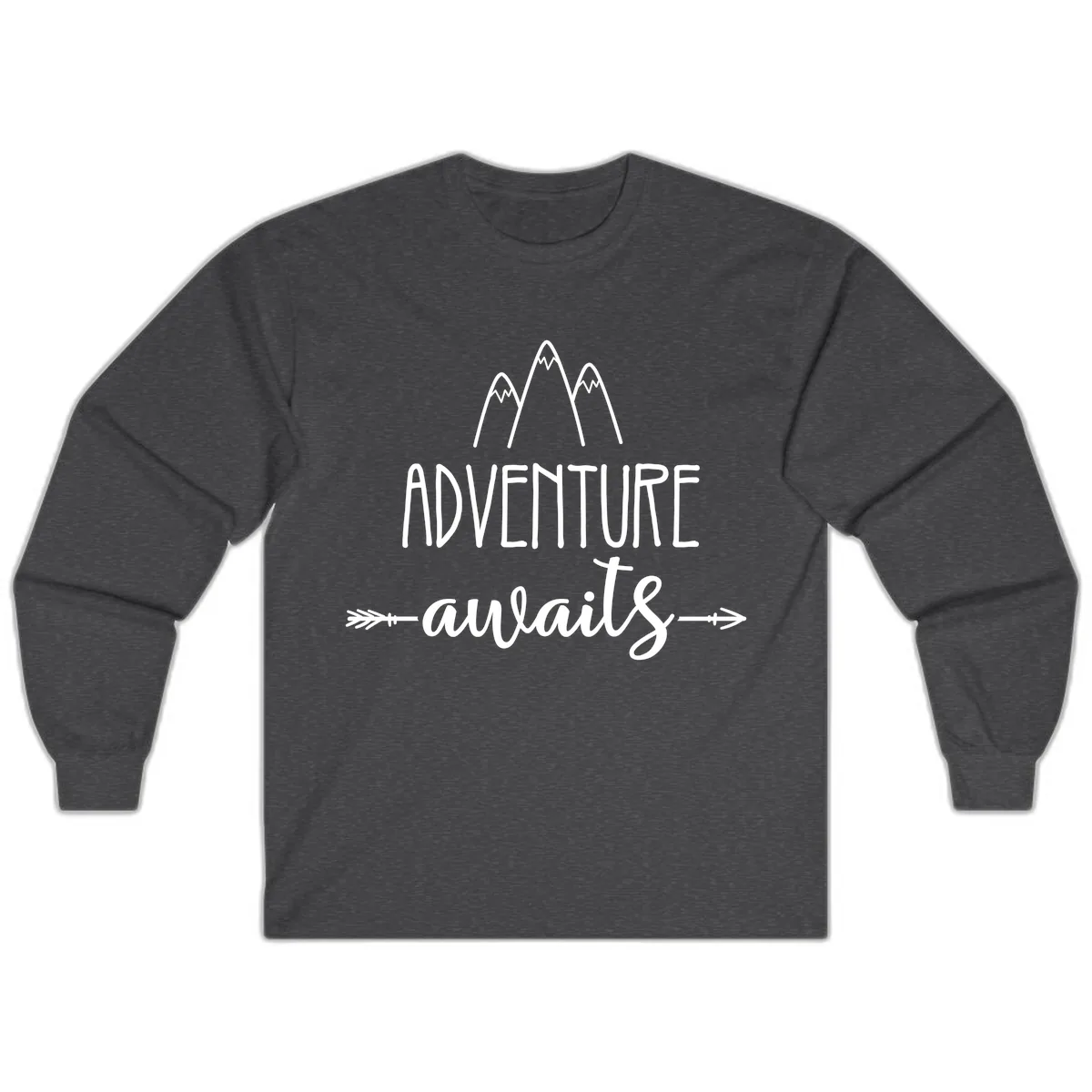 Adventure Awaits Mountains Long Sleeve in Dark Heather