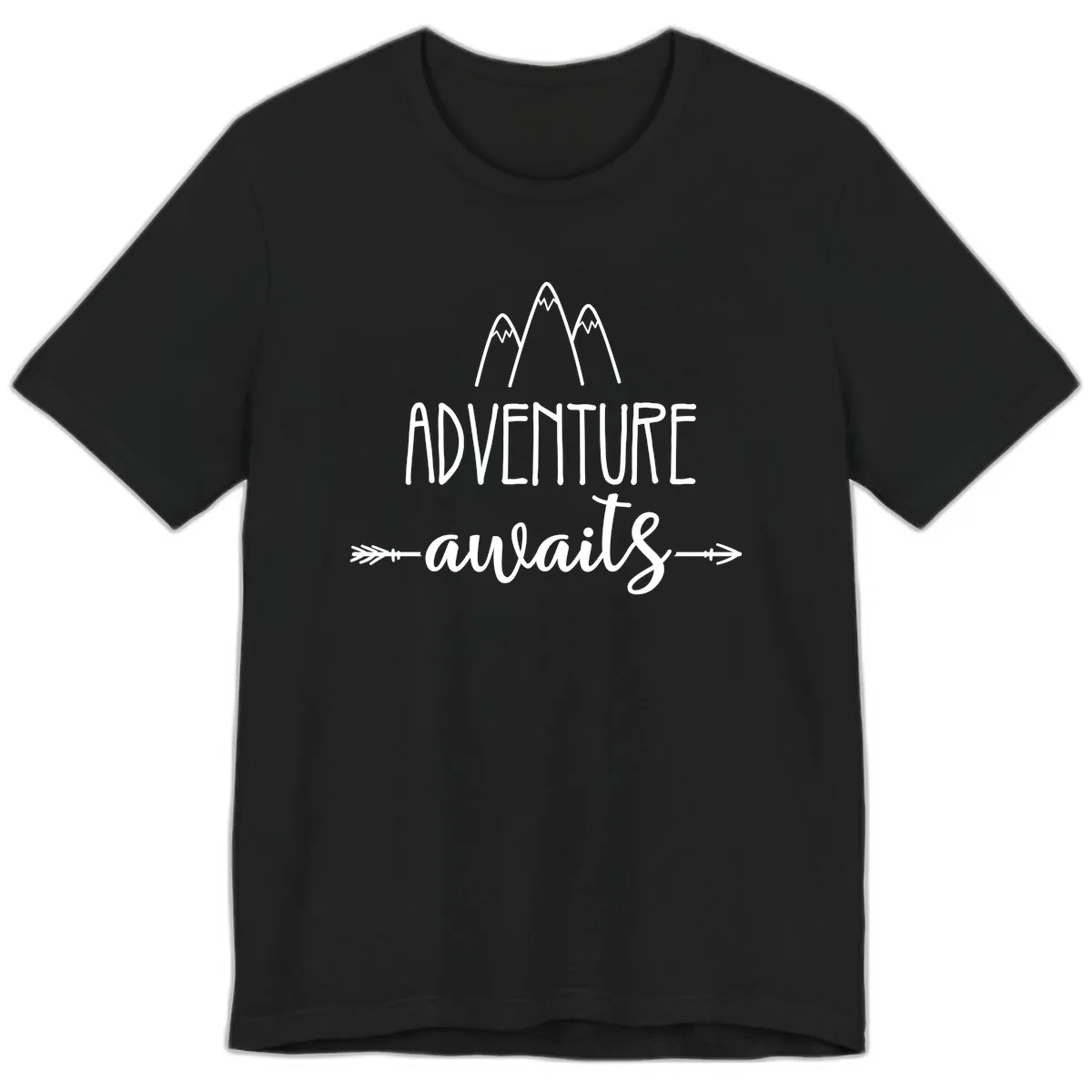 Adventure Awaits Mountains Premium T-Shirt in Black