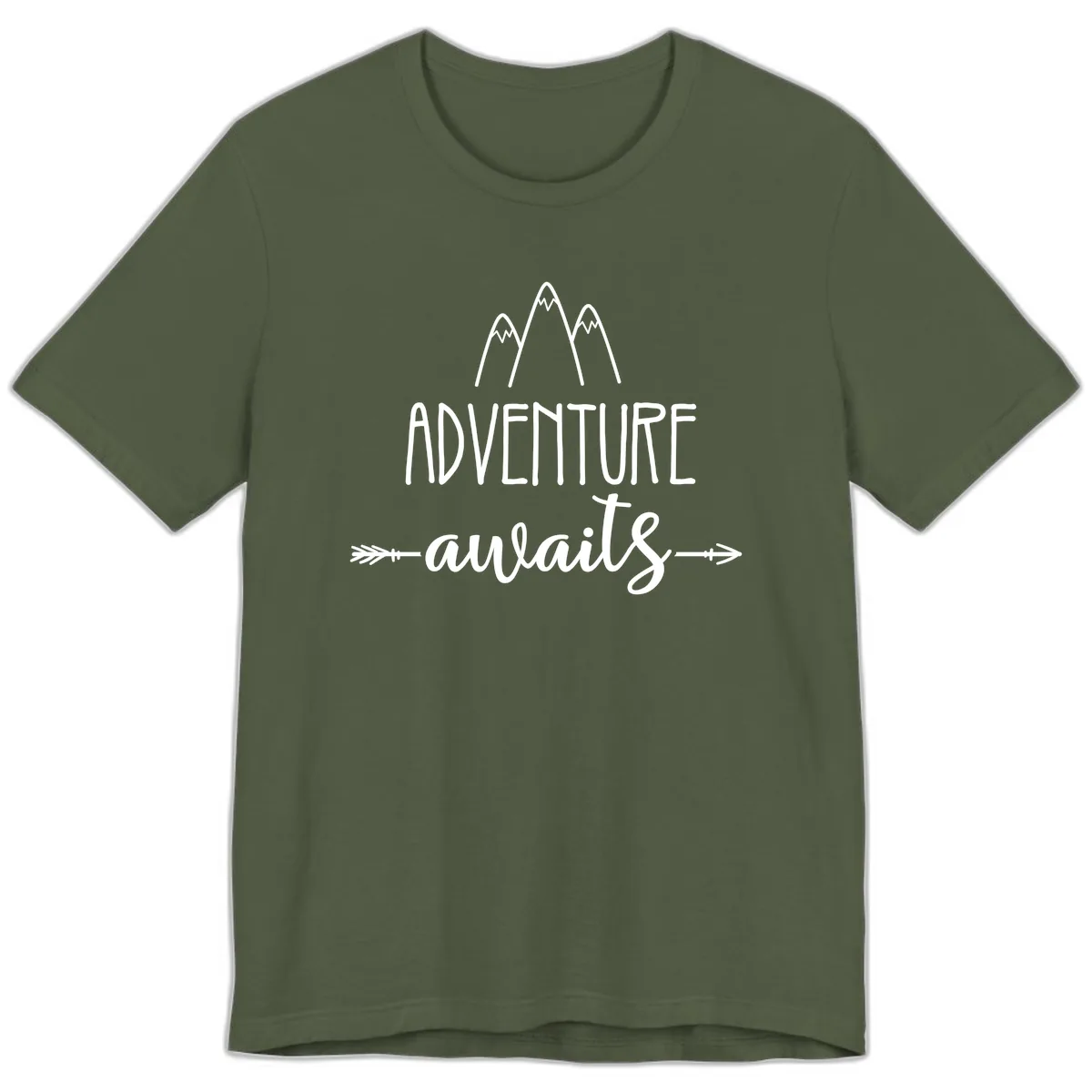 Adventure Awaits Mountains Premium T-Shirt in Military Green