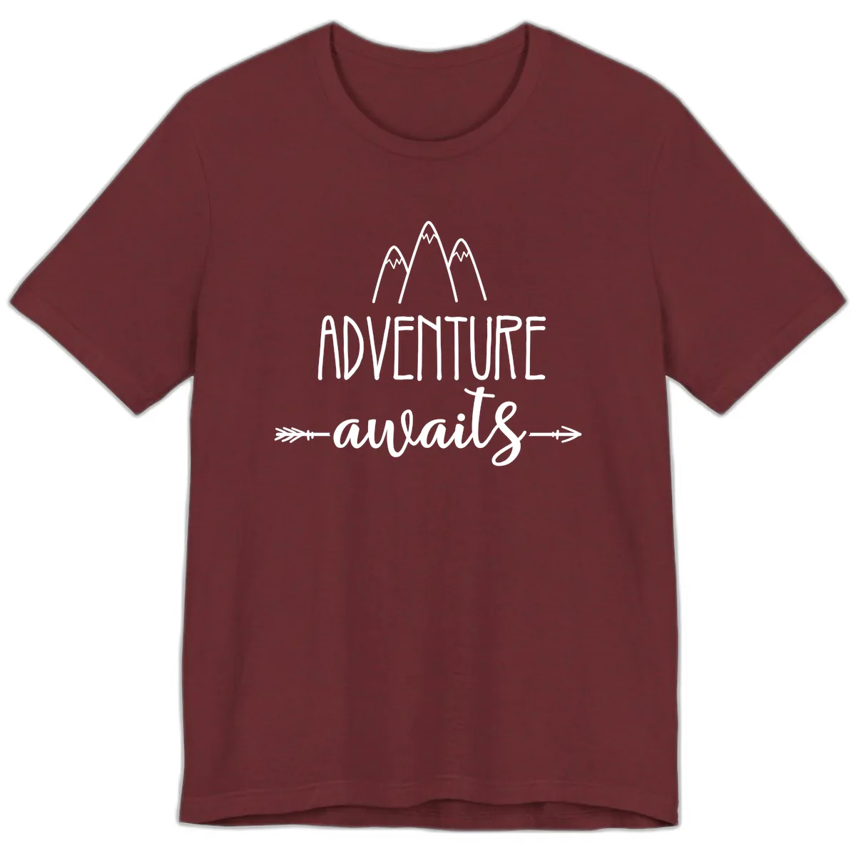 Adventure Awaits Mountains Premium T-Shirt in Heather Cardinal