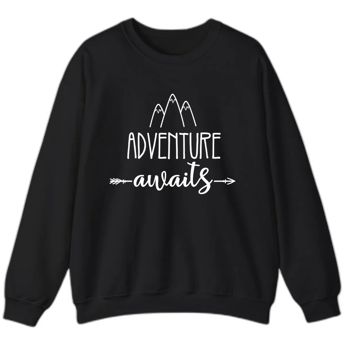 Adventure Awaits Mountains Sweatshirt in Black