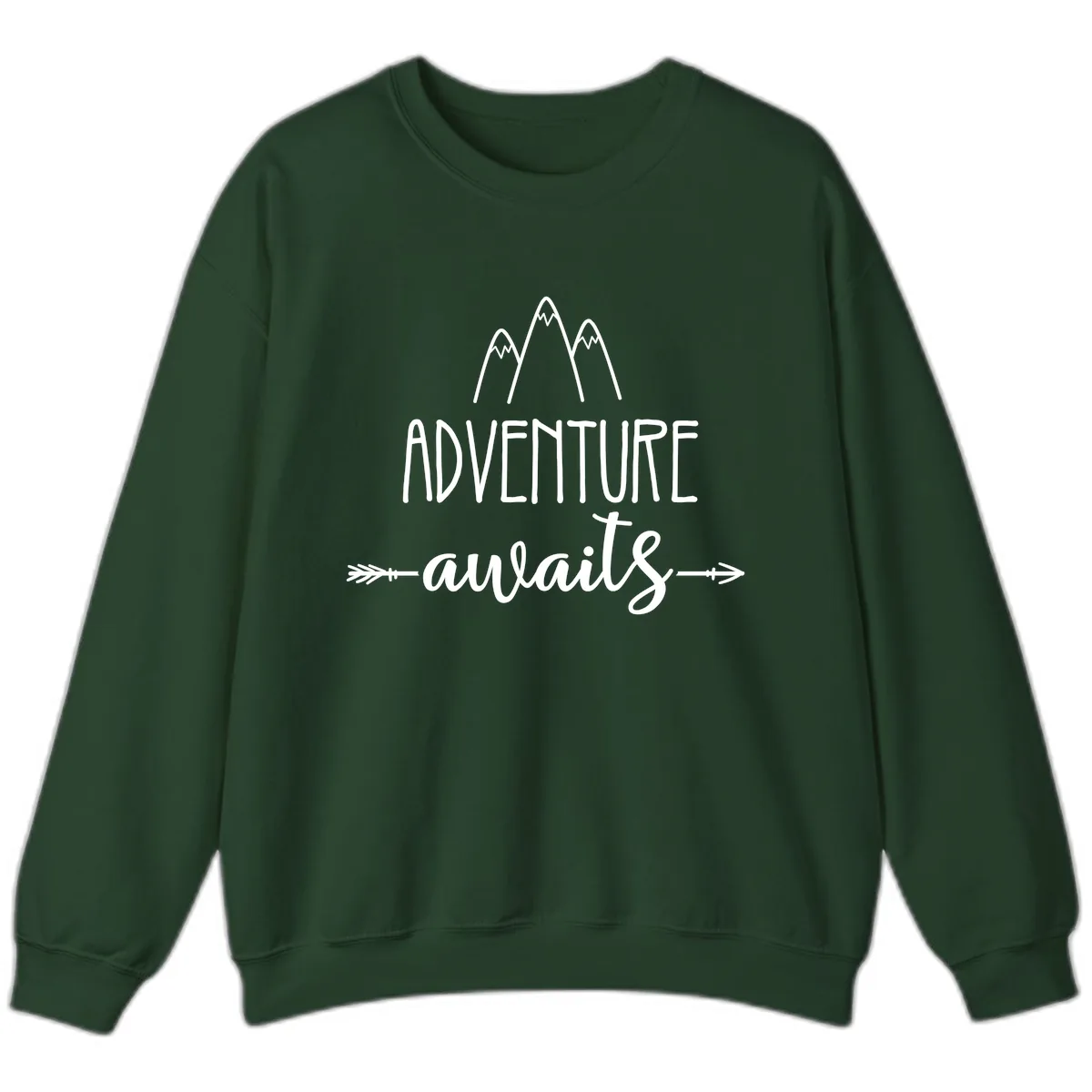 Adventure Awaits Mountains Sweatshirt in Forest Green