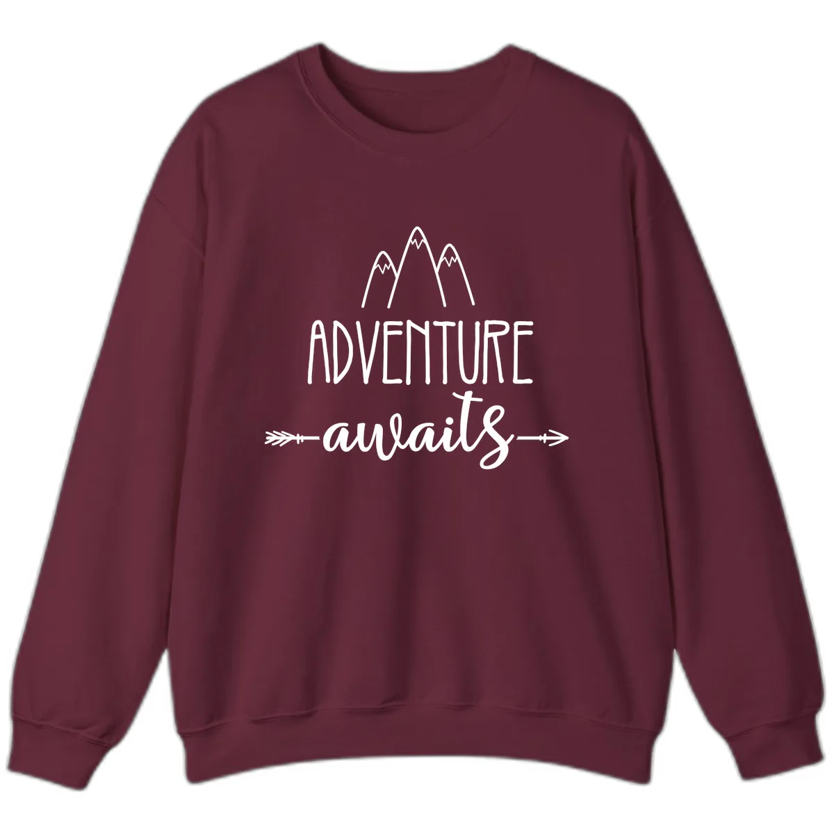 Adventure Awaits Mountains Sweatshirt in Maroon