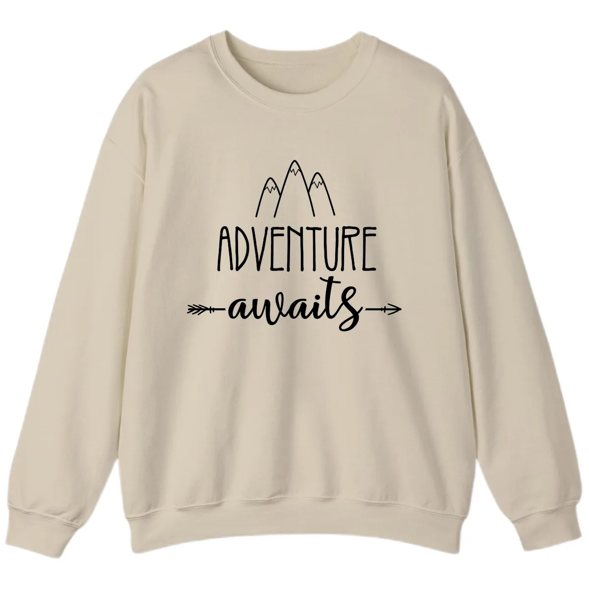 Adventure Awaits Mountains Sweatshirt in Sand