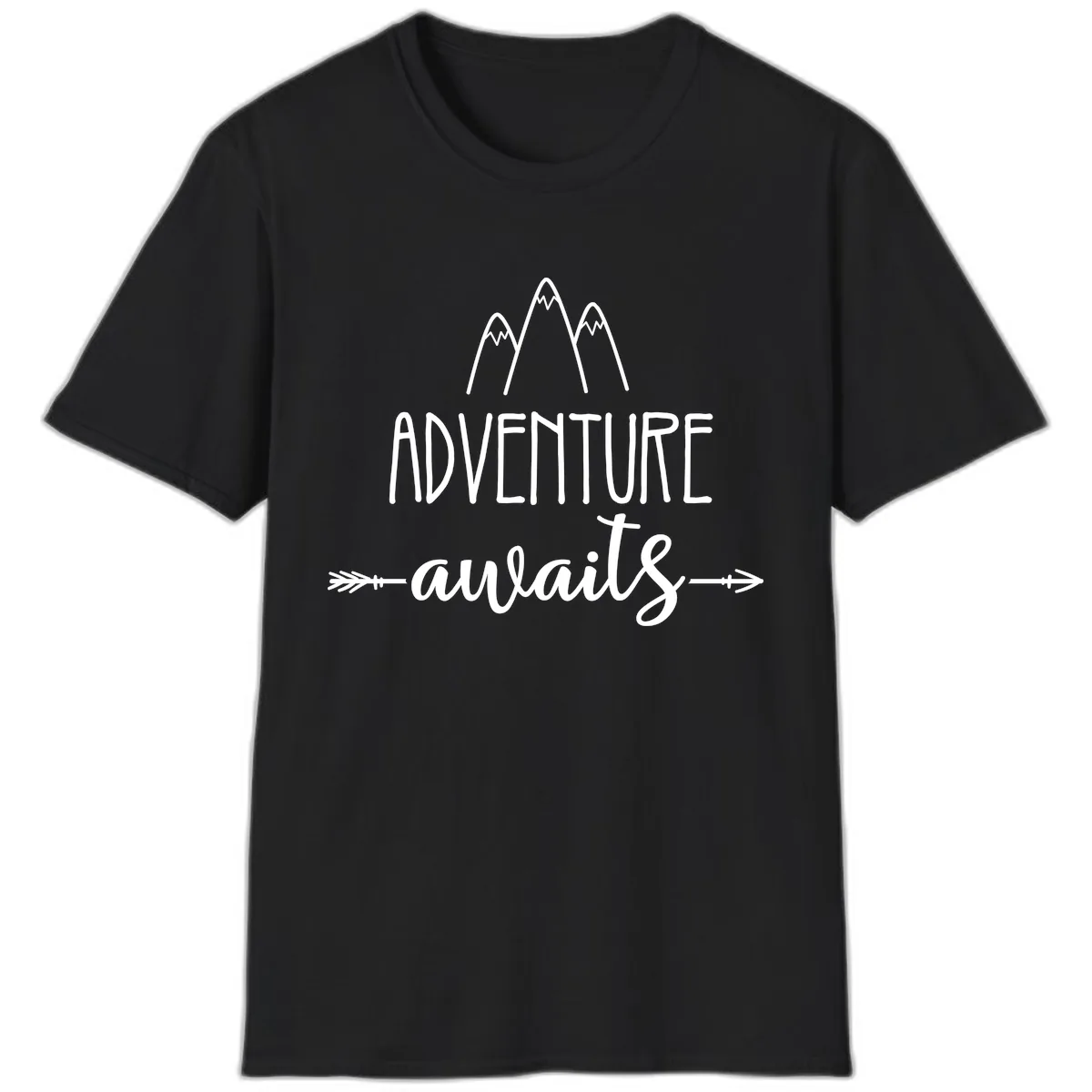 Adventure Awaits Mountains T-Shirt in Black