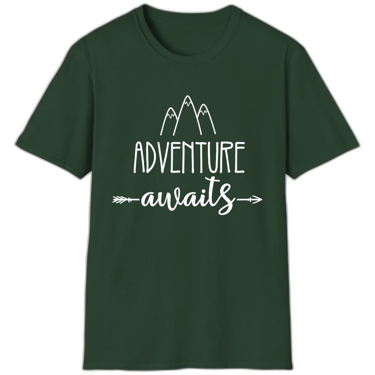 Adventure Awaits Mountains T-Shirt in Forest Green