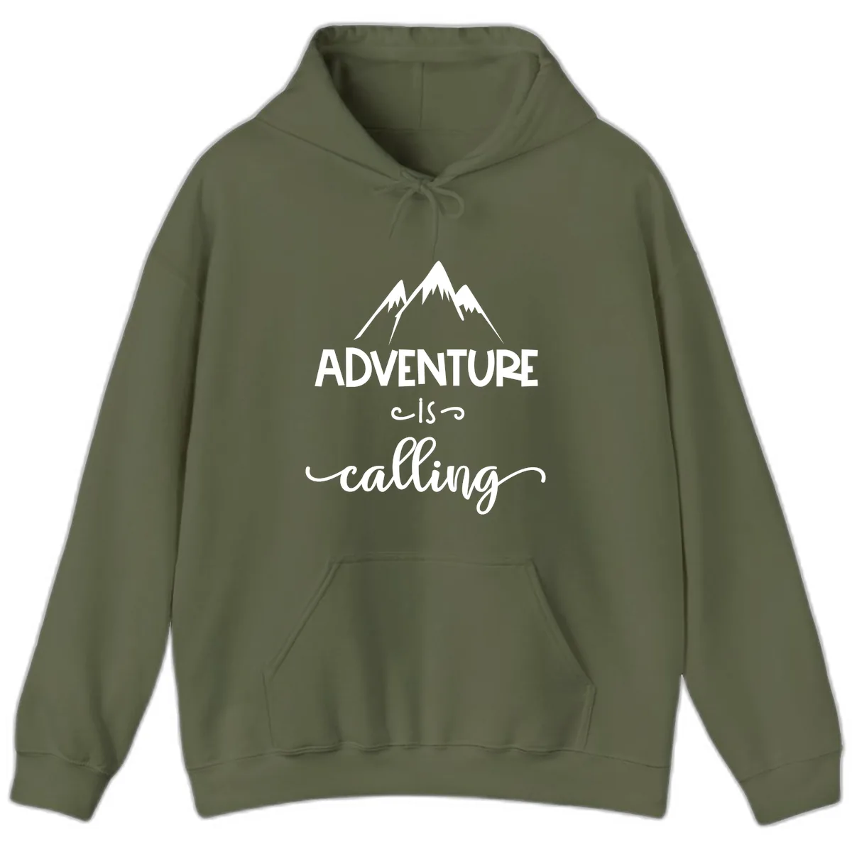 Adventure Is Calling Hoodie in Military Green