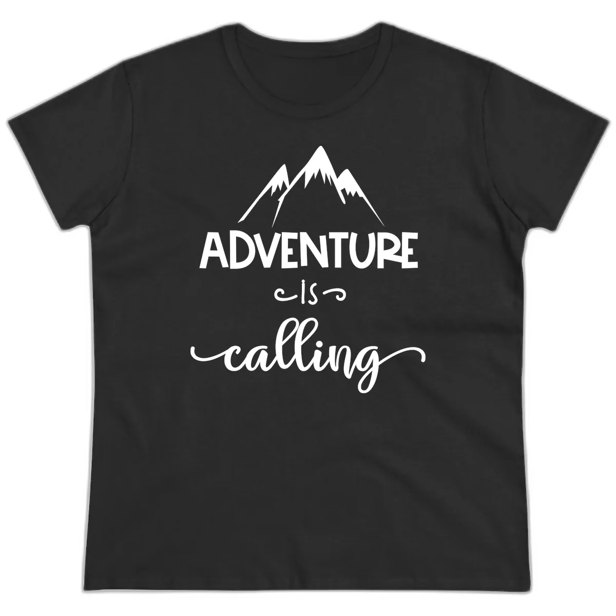 Adventure Is Calling Ladies Tee in Black