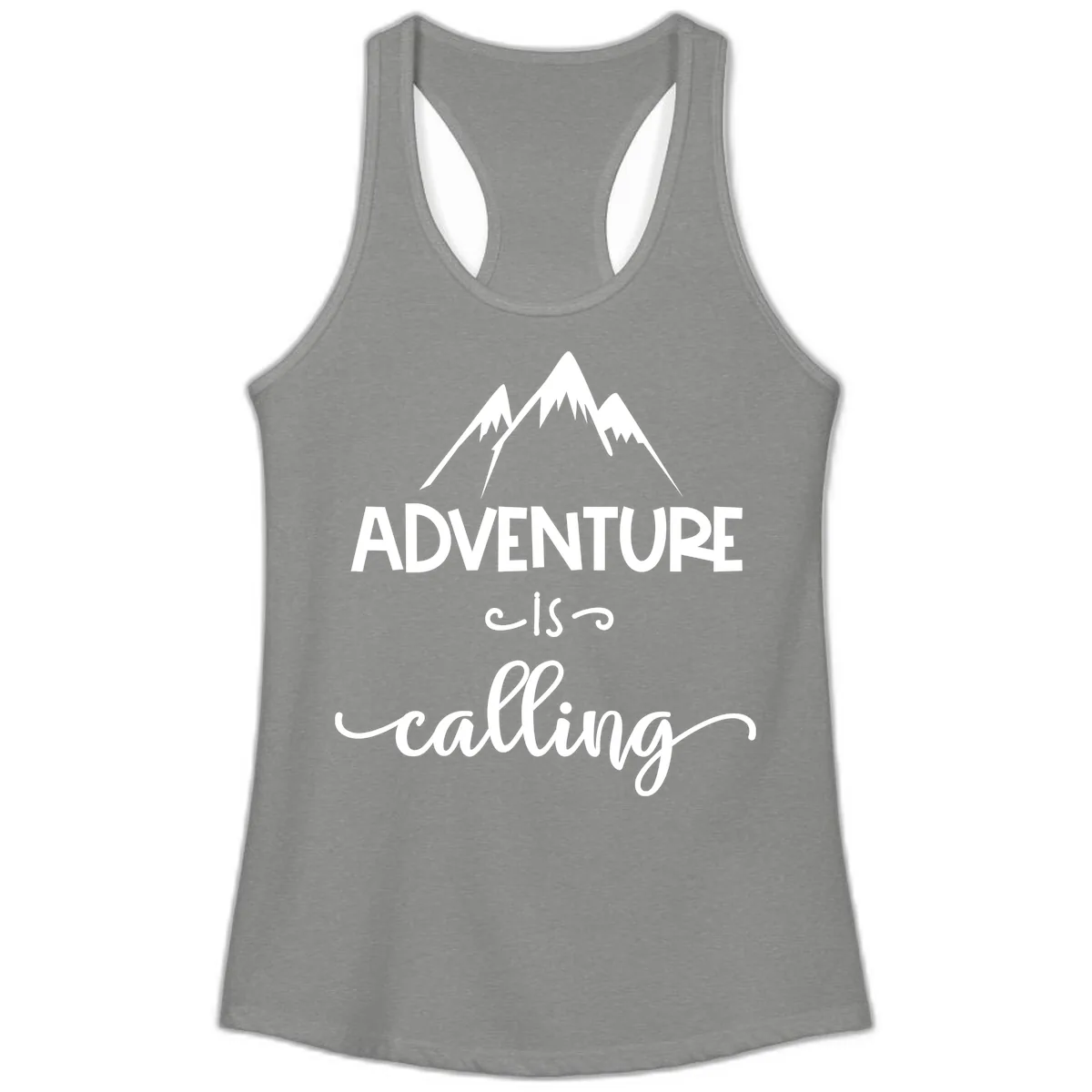Adventure Is Calling Ladies Tank in Heather Grey