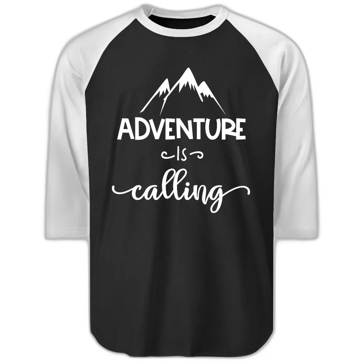Adventure Is Calling Raglan 3/4 in Black White