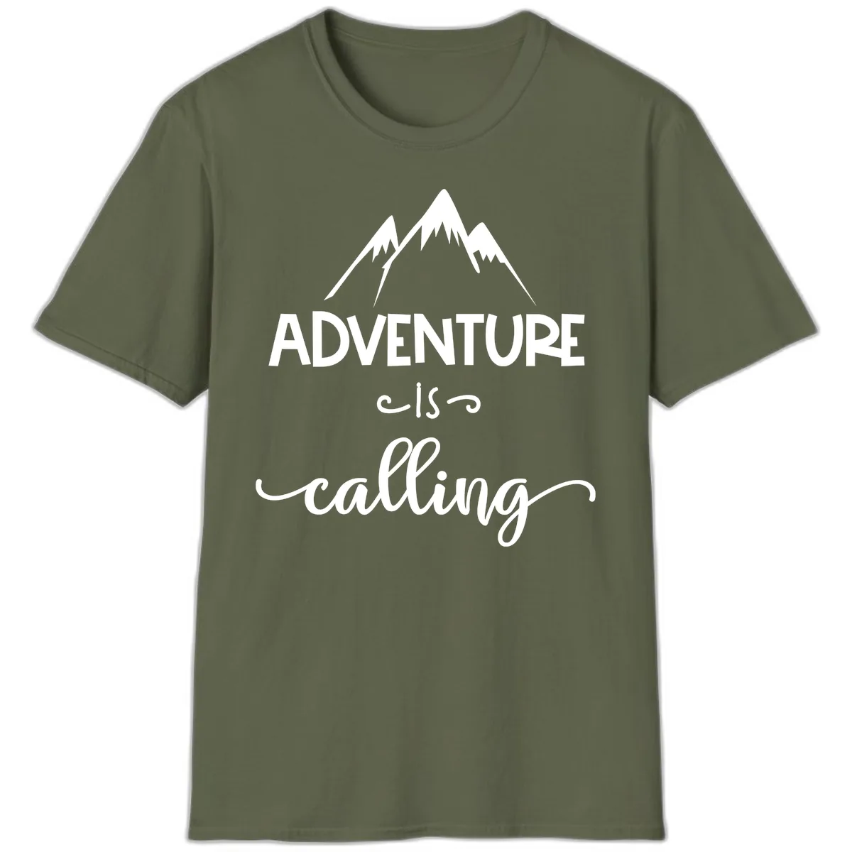 Adventure Is Calling T-Shirt in Military Green